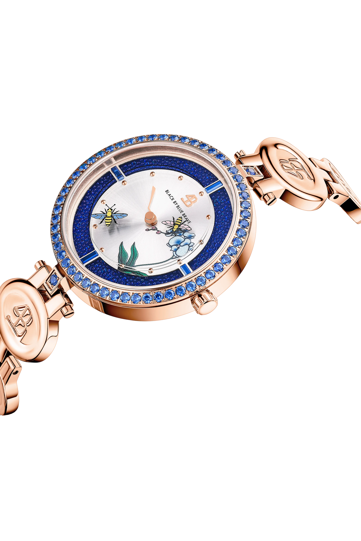 Honey Bee Blue Dial Rose Gold Watch