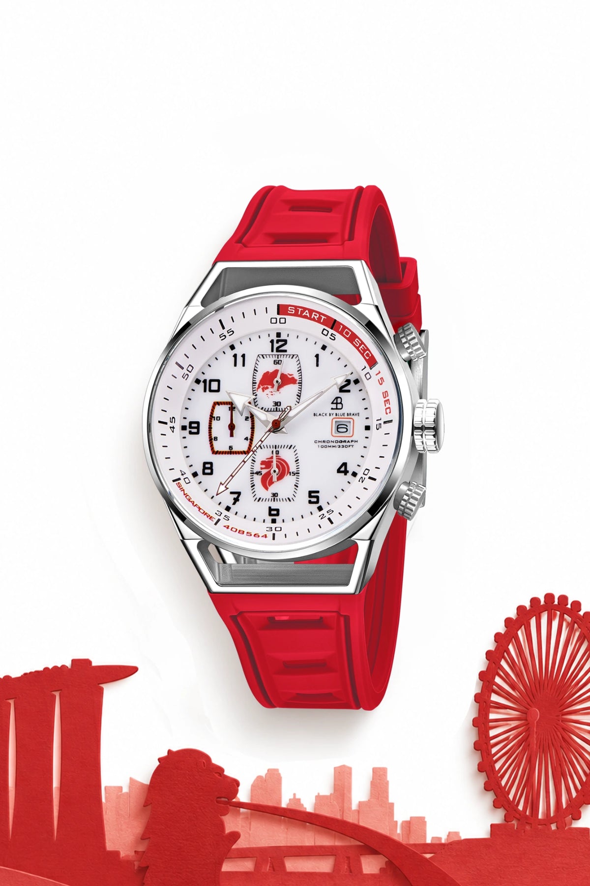 Merlion Chronograph Red Silicon Watch