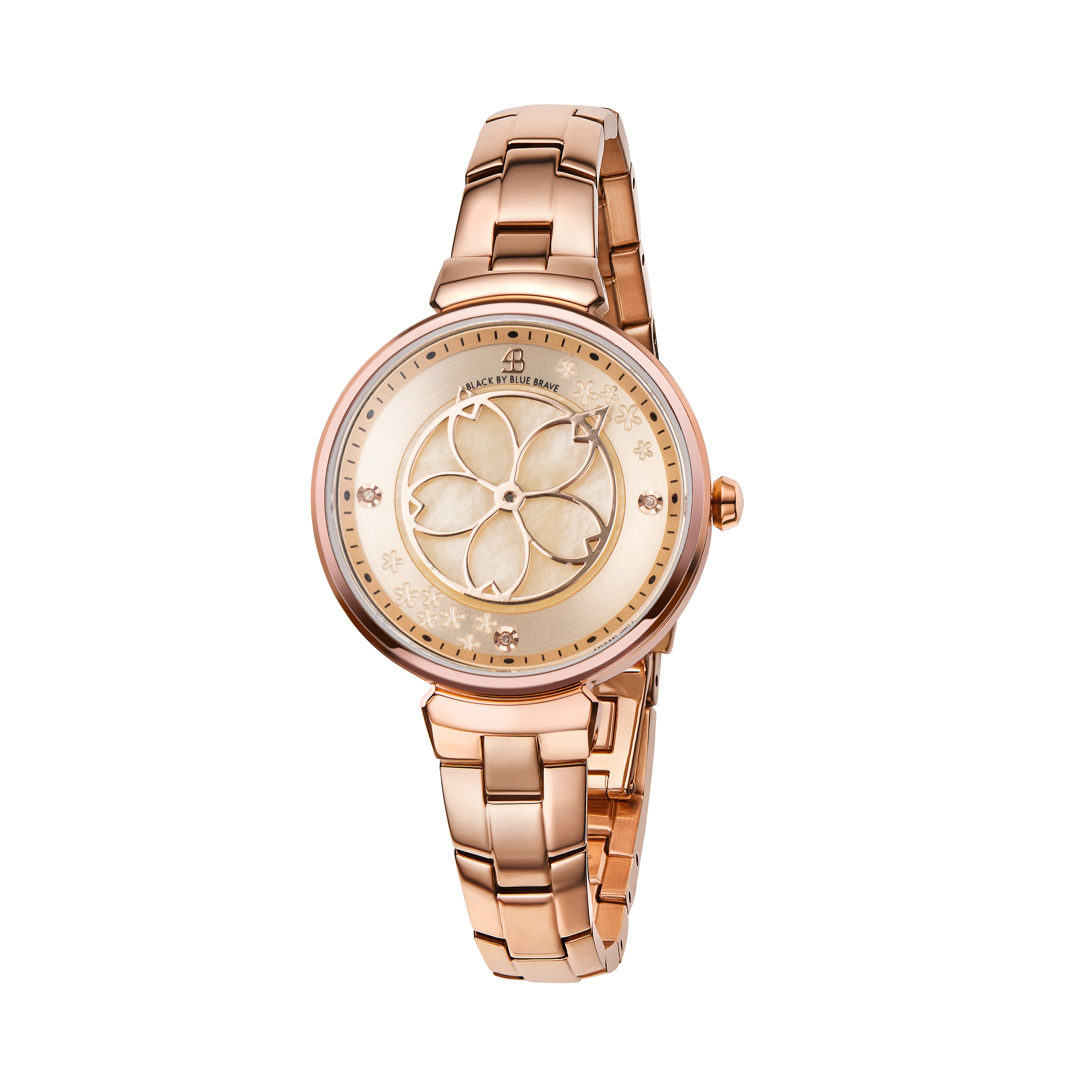 Cherry Blossom 32mm Champagne Mother Of Pearl Dial Sakura Petal Hand Rose Gold Bracelet Watch - BLACK BY BLUE BRAVE