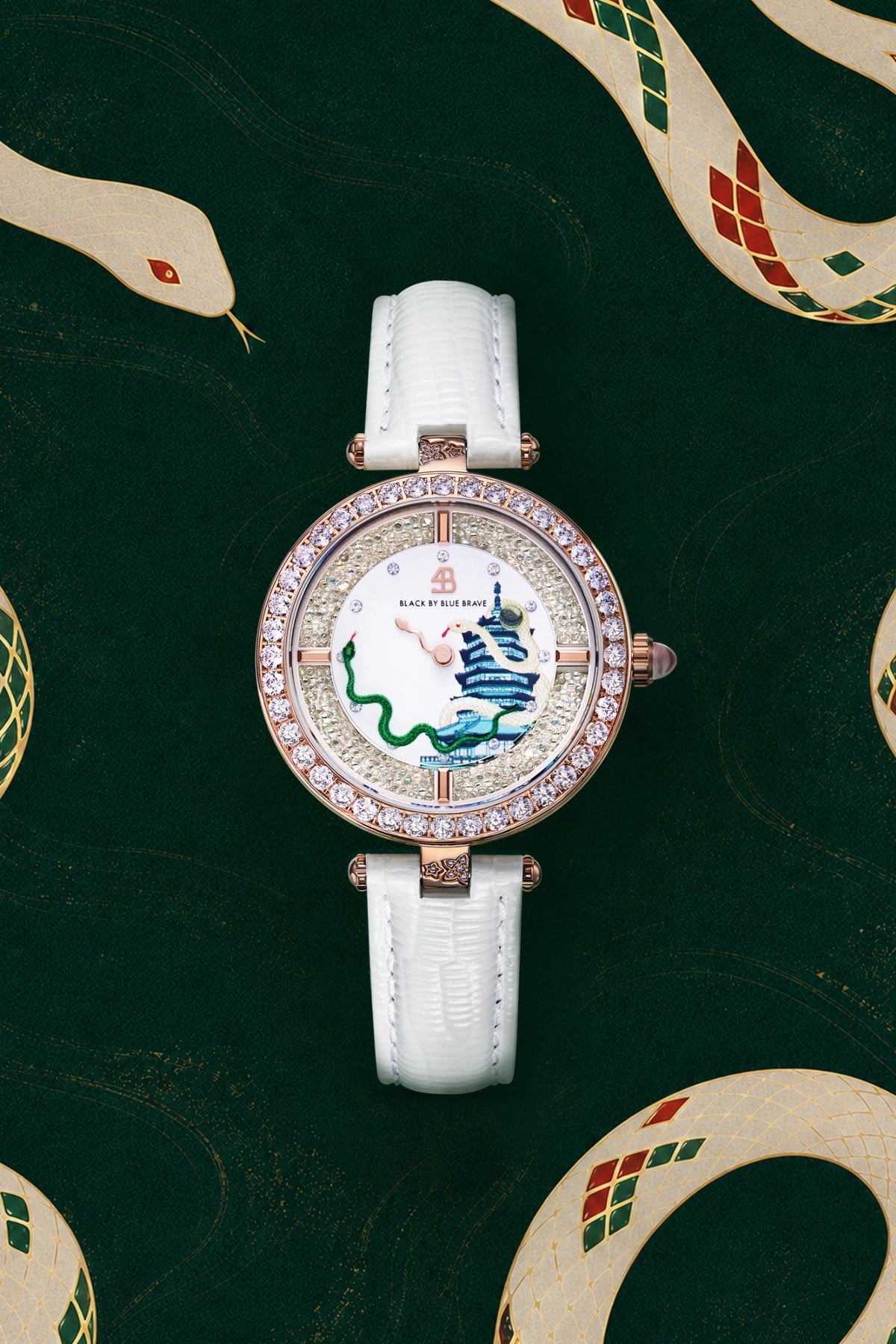 Sister White Snake Dial Rose Gold Watch - BLACK BY BLUE BRAVE