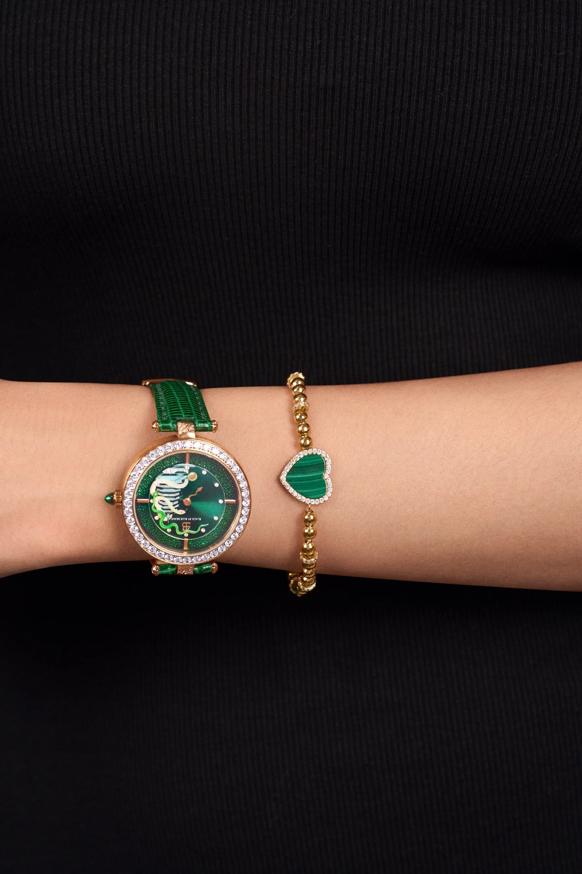 Sister Green Snake Dial Rose Gold Watch