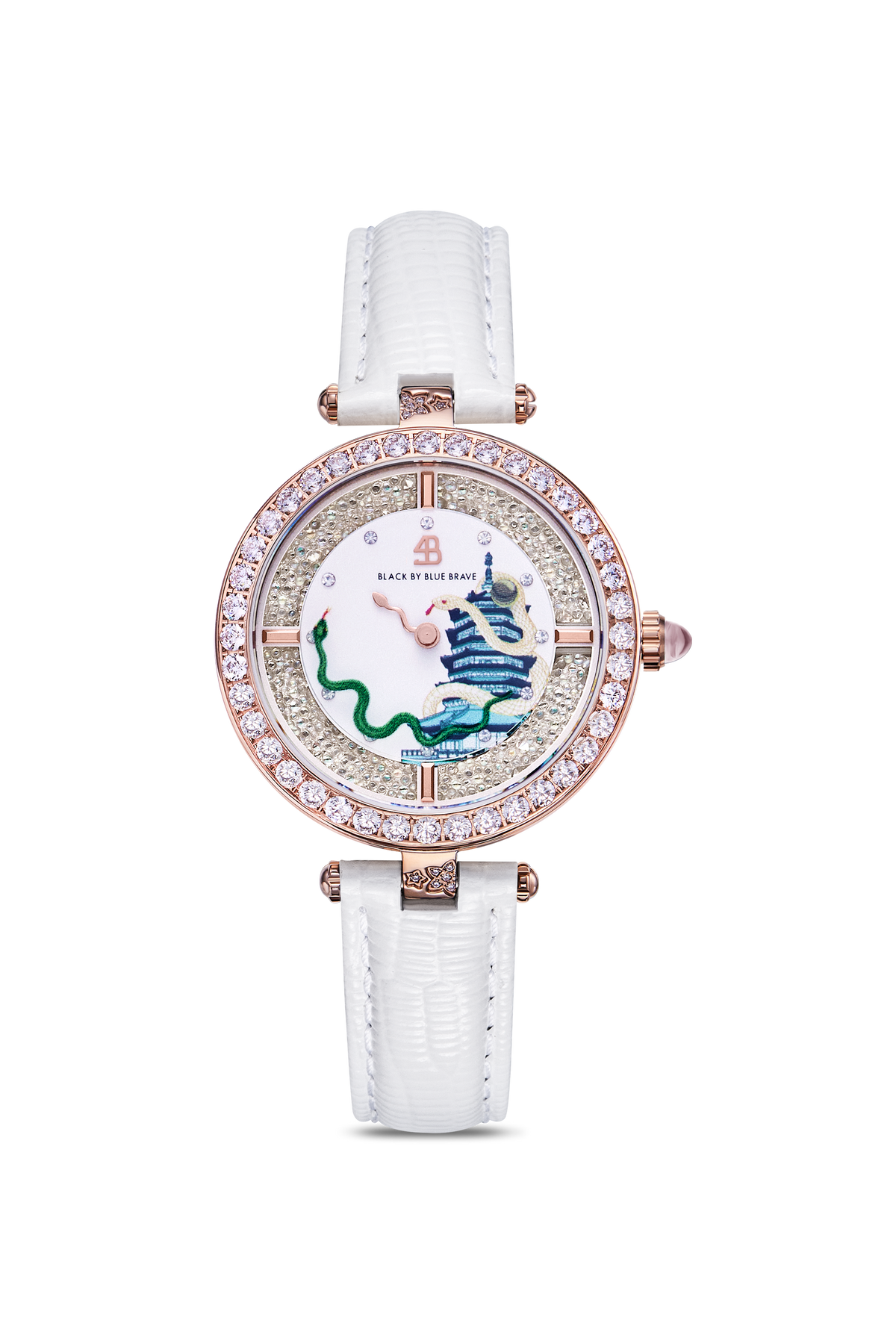 Sister White Snake Dial Rose Gold Watch