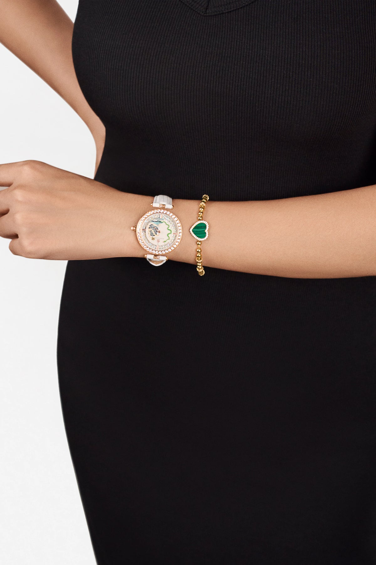 Sister White Snake Dial Rose Gold Watch