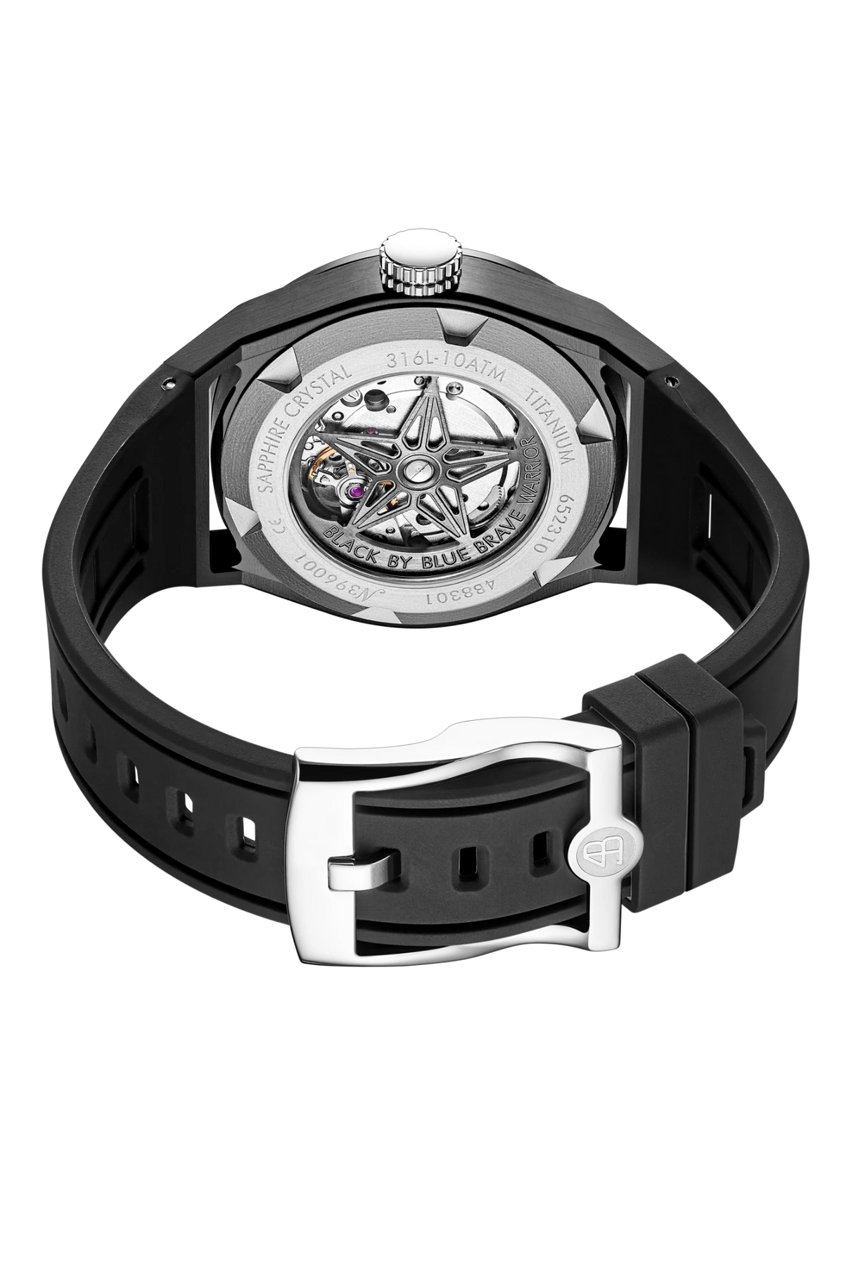 Warrior 40mm Black Astronomical Dial Silicon Strap Automatic Watch