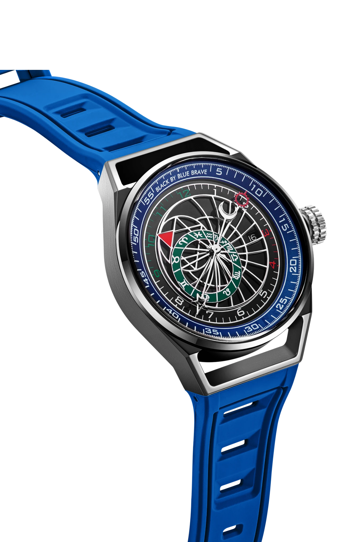 Warrior 40mm Blue Astronomical Dial Silicon Strap Automatic Watch