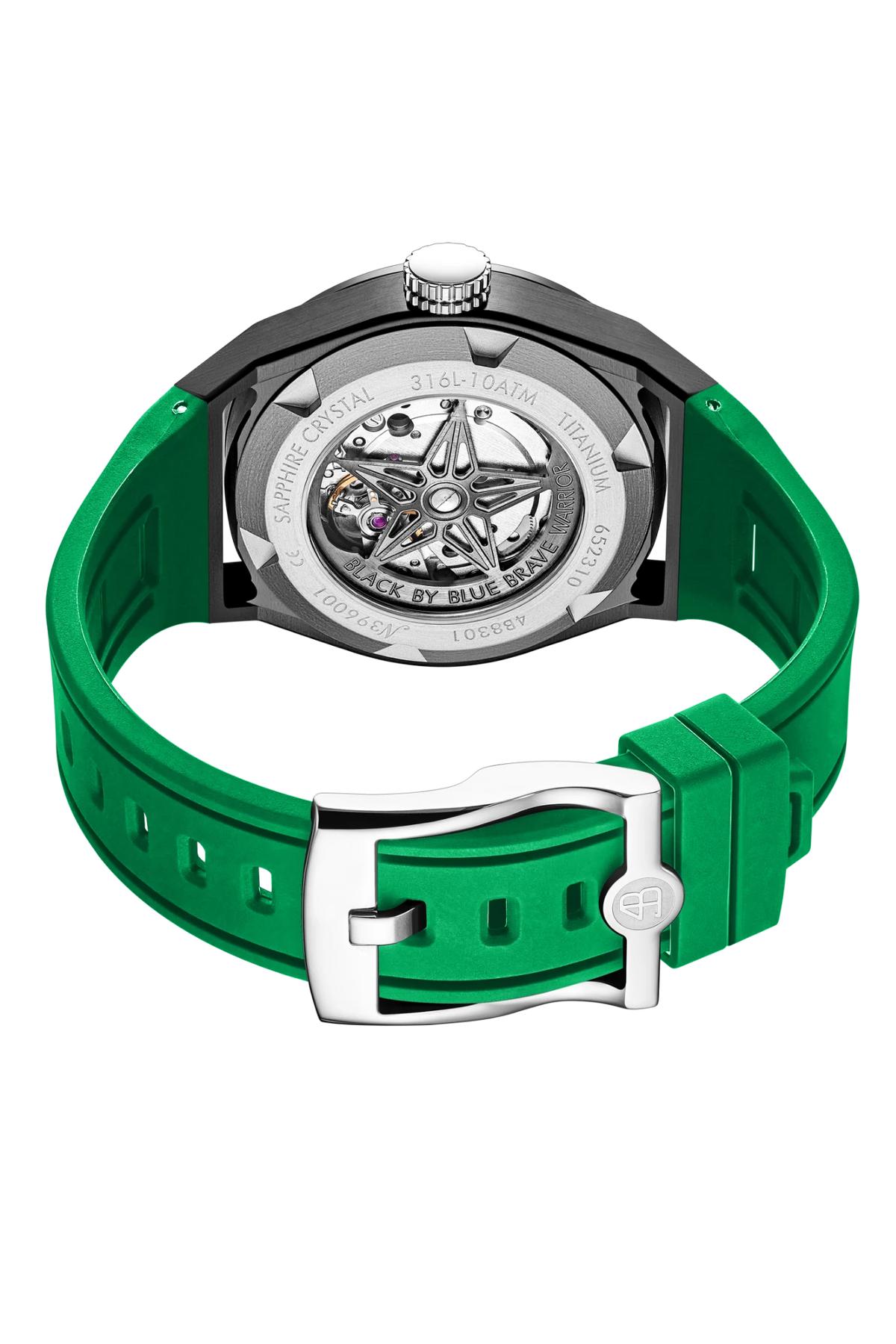 Warrior 40mm Green Astronomical Dial Silicon Strap Automatic Watch