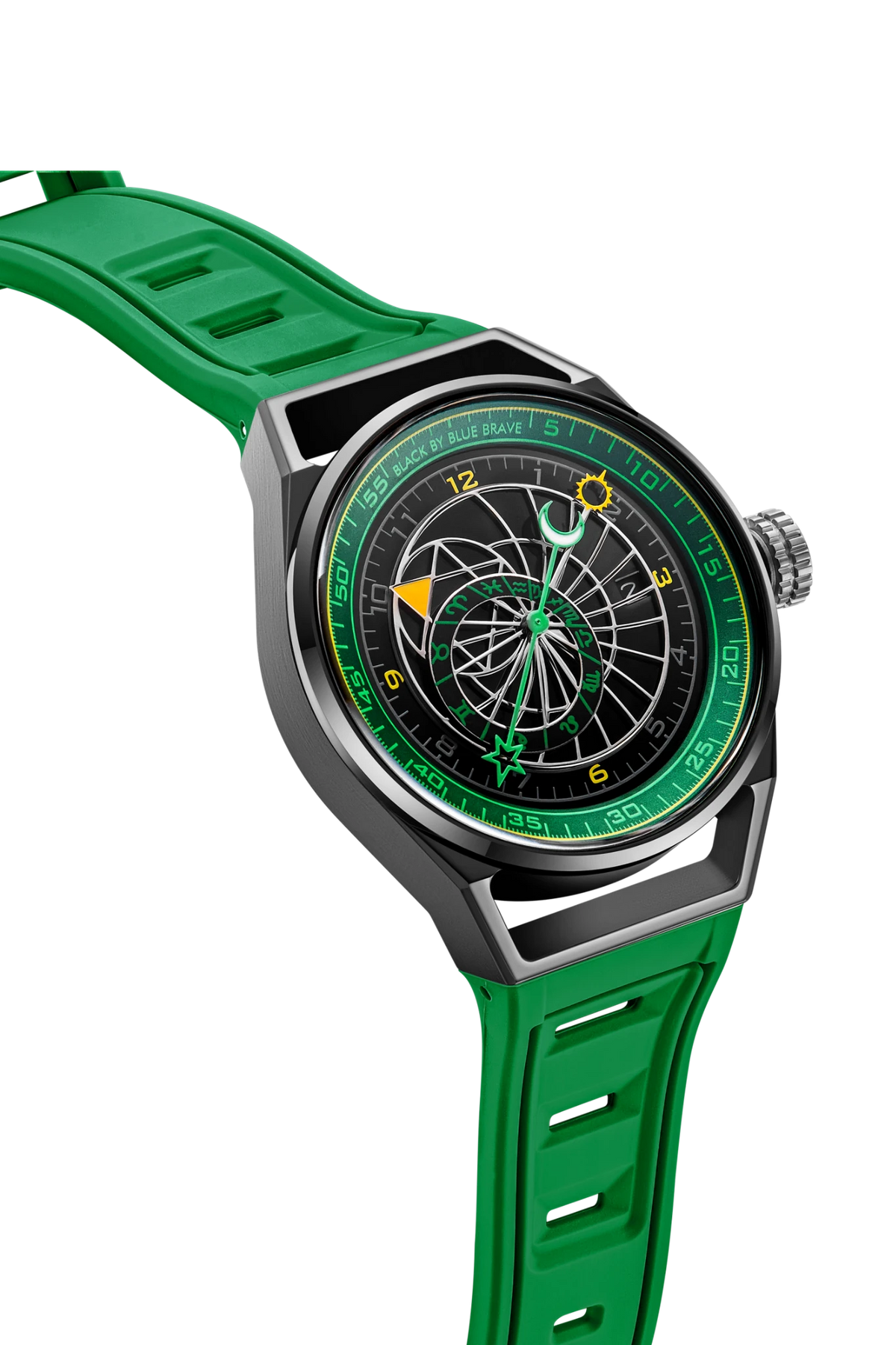 Warrior 40mm Green Astronomical Dial Silicon Strap Automatic Watch