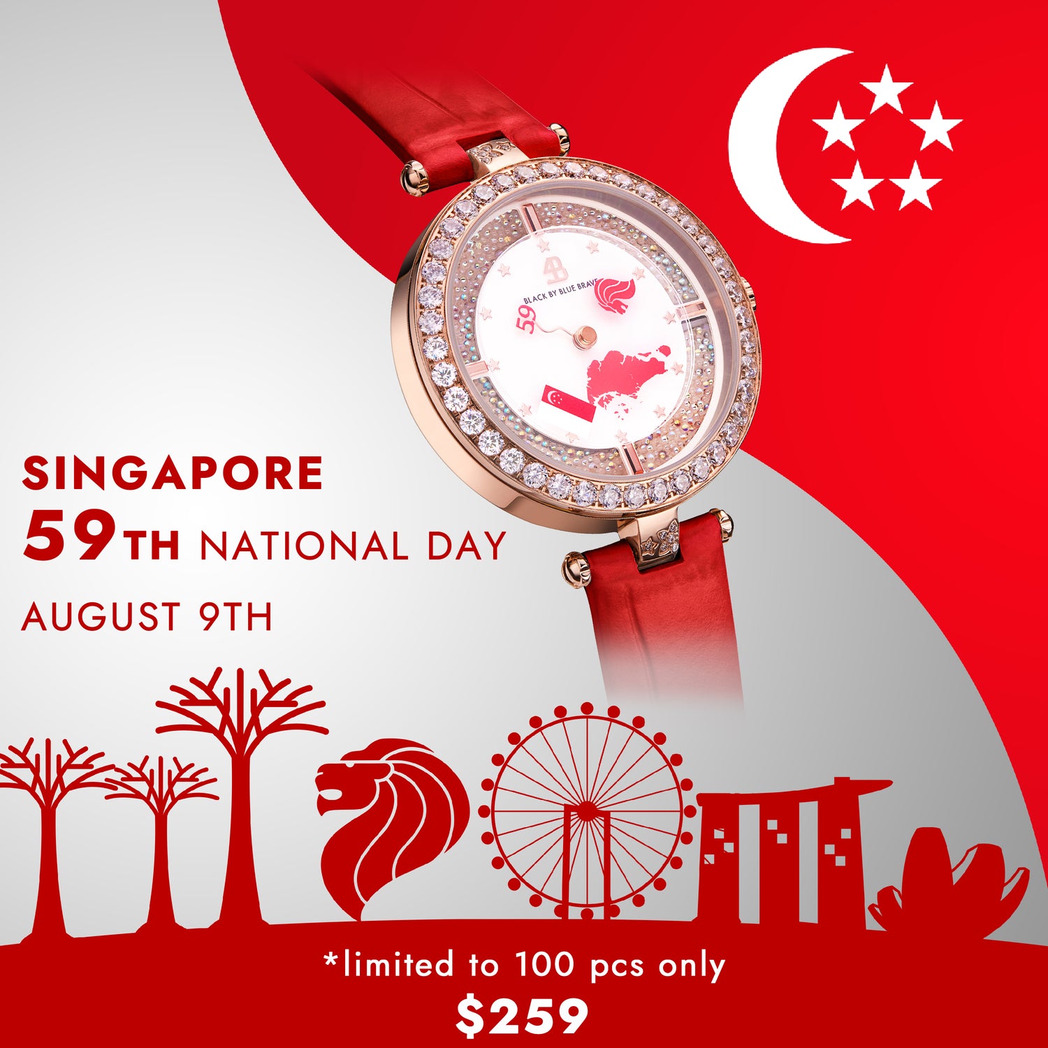 BLACK BY BLUE BRAVE Launches SG59 Our Singapore Timepiece in Celebration of Singapore's 59th National Day