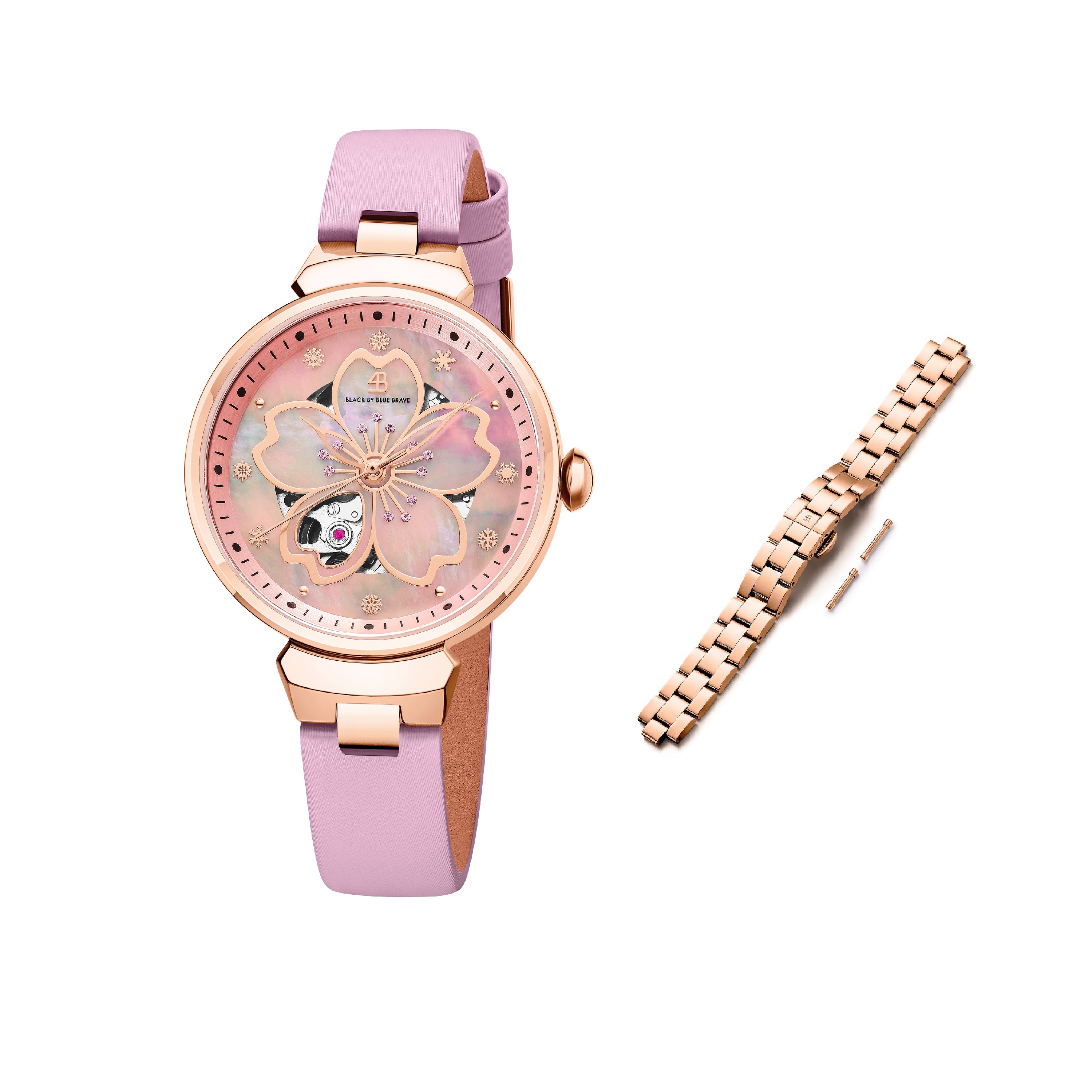 Pink Cherry Blossom 36mm Automatic Watch & Cherry Blossom Bracelet