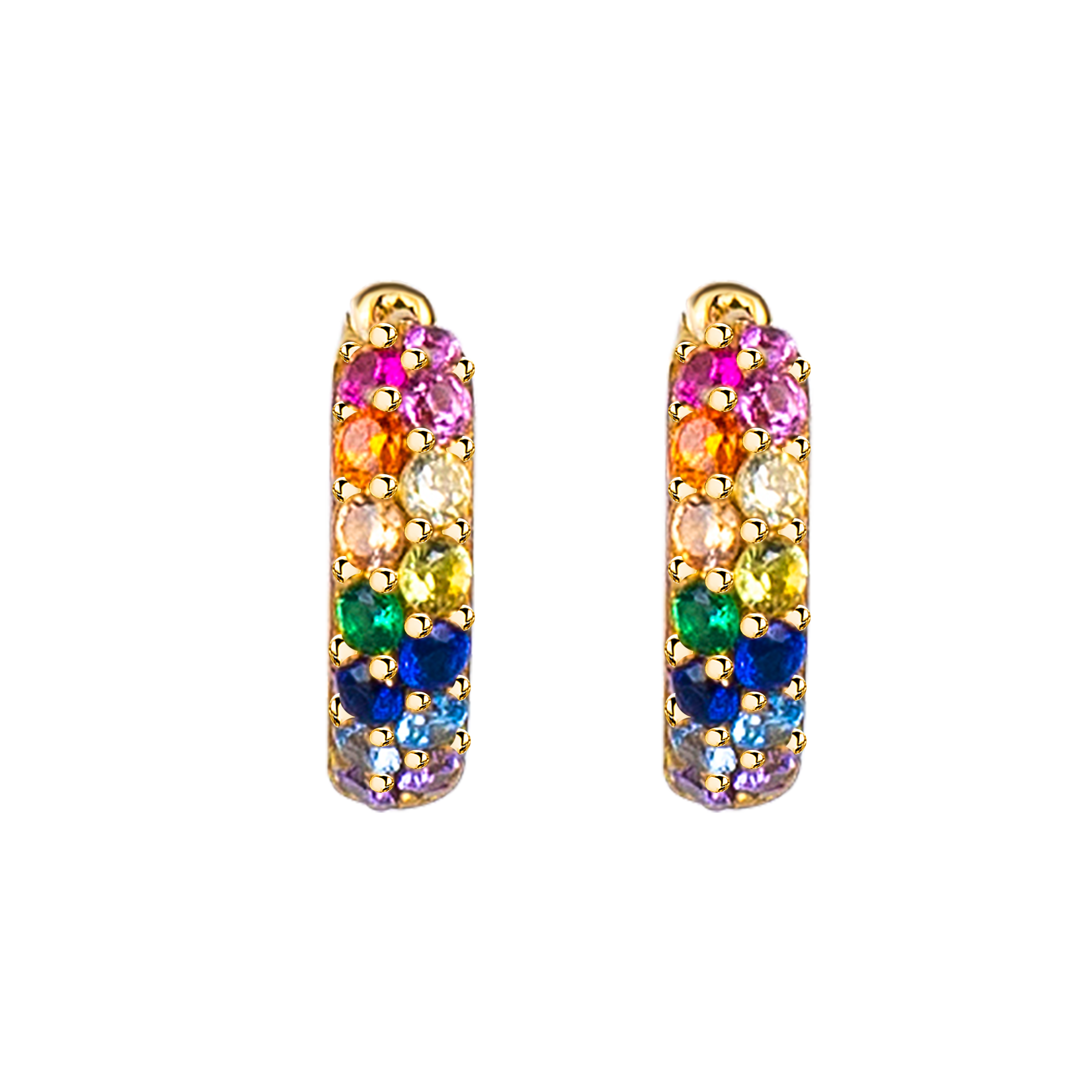 Love Wins Rainbow Zirconia Dazzling Earrings Sterling Sliver Gold Plated