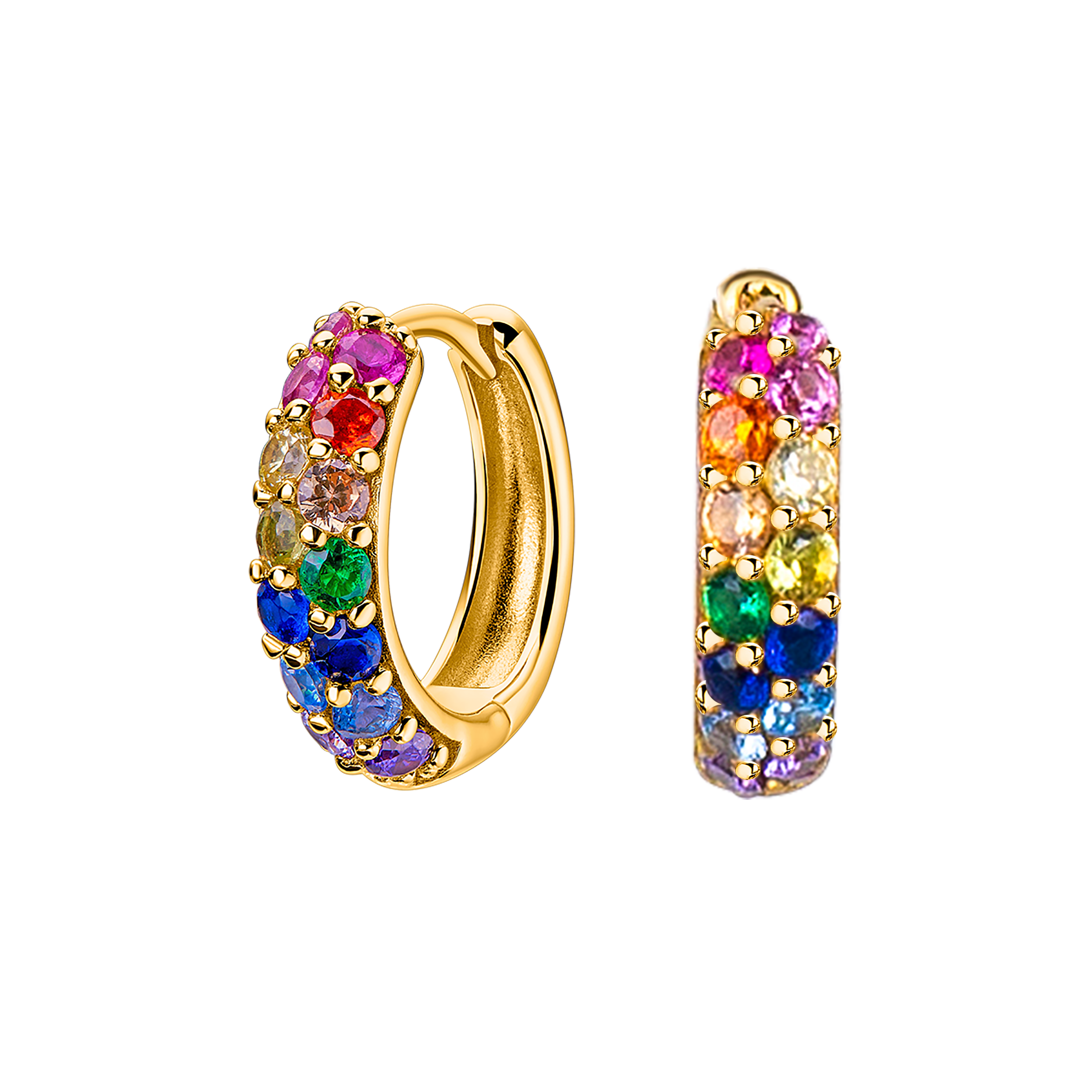 Love Wins Rainbow Zirconia Dazzling Earrings Sterling Sliver Gold Plated