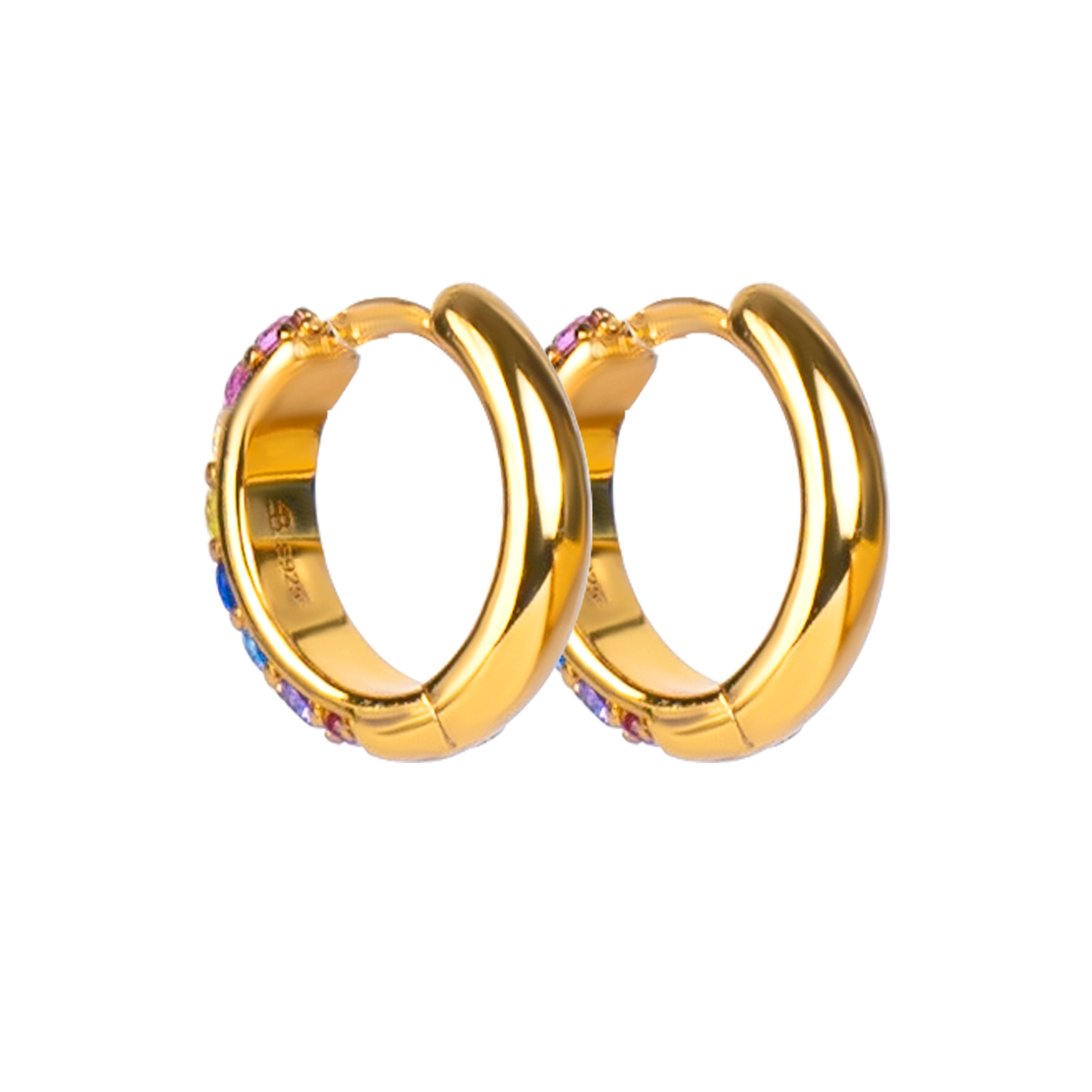 Love Wins Rainbow Zirconia Dazzling Earrings Sterling Sliver Gold Plated
