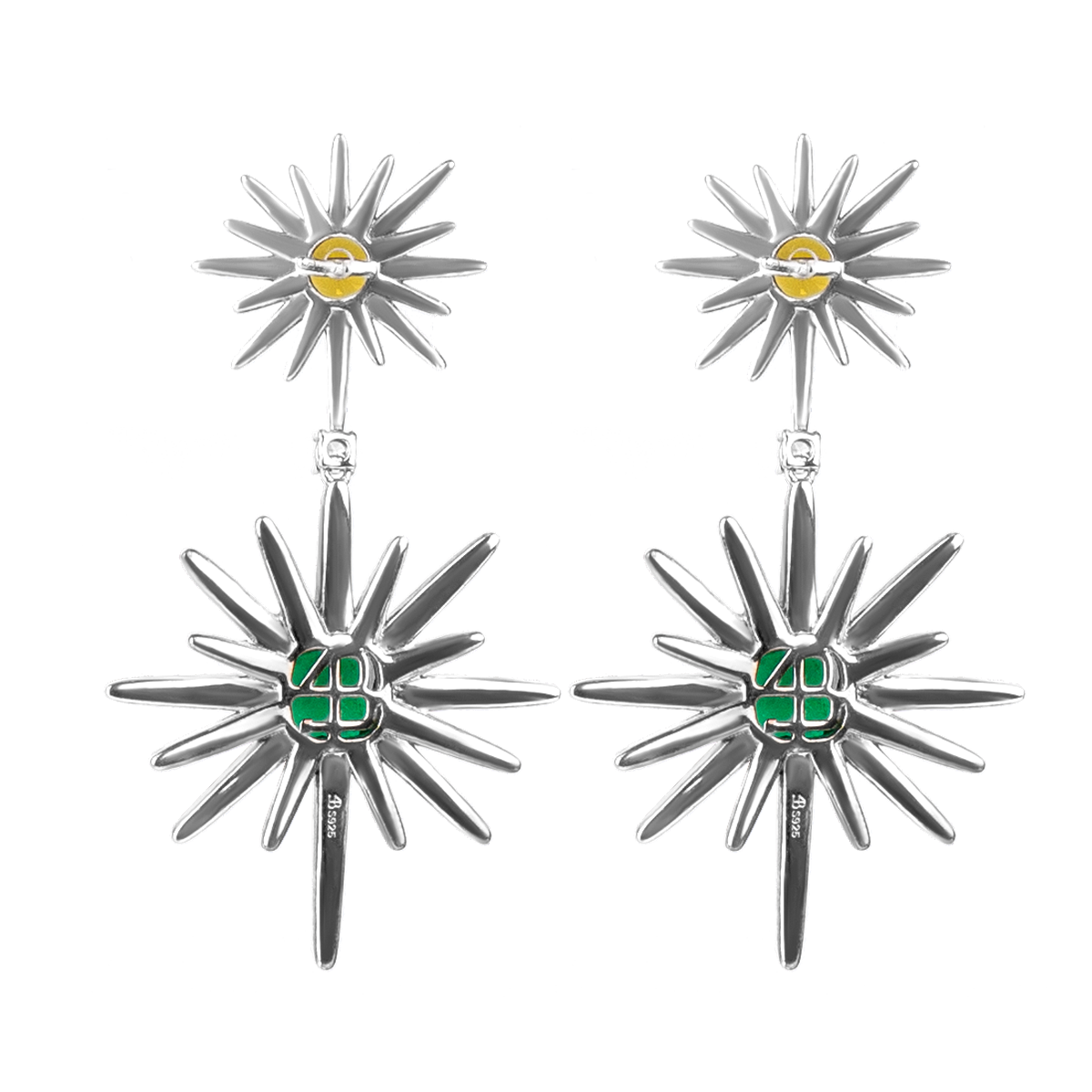 Love Wins Rainbow Zirconia Starburst Earrings Sterling Sliver Gold Plated