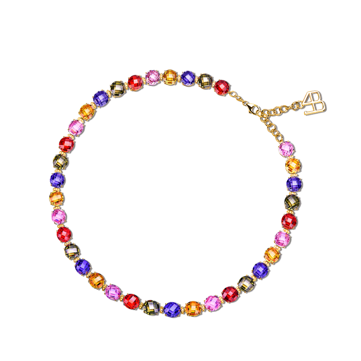 Love Wins Rainbow Zirconia Tennis Gold Necklace Sterling Sliver Gold Plated