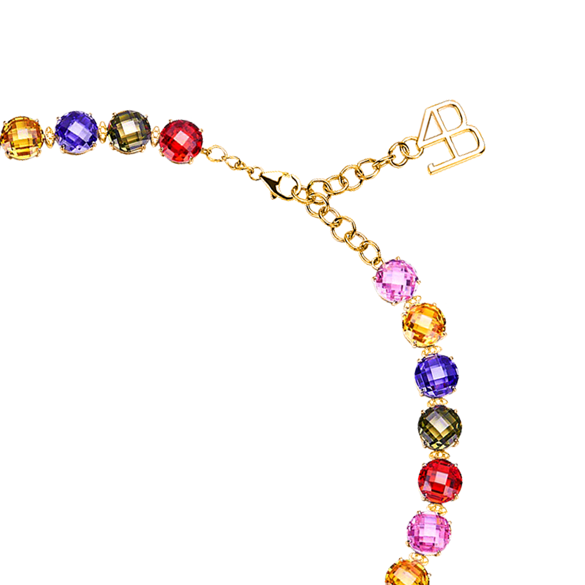 Love Wins Rainbow Zirconia Tennis Gold Necklace Sterling Sliver Gold Plated