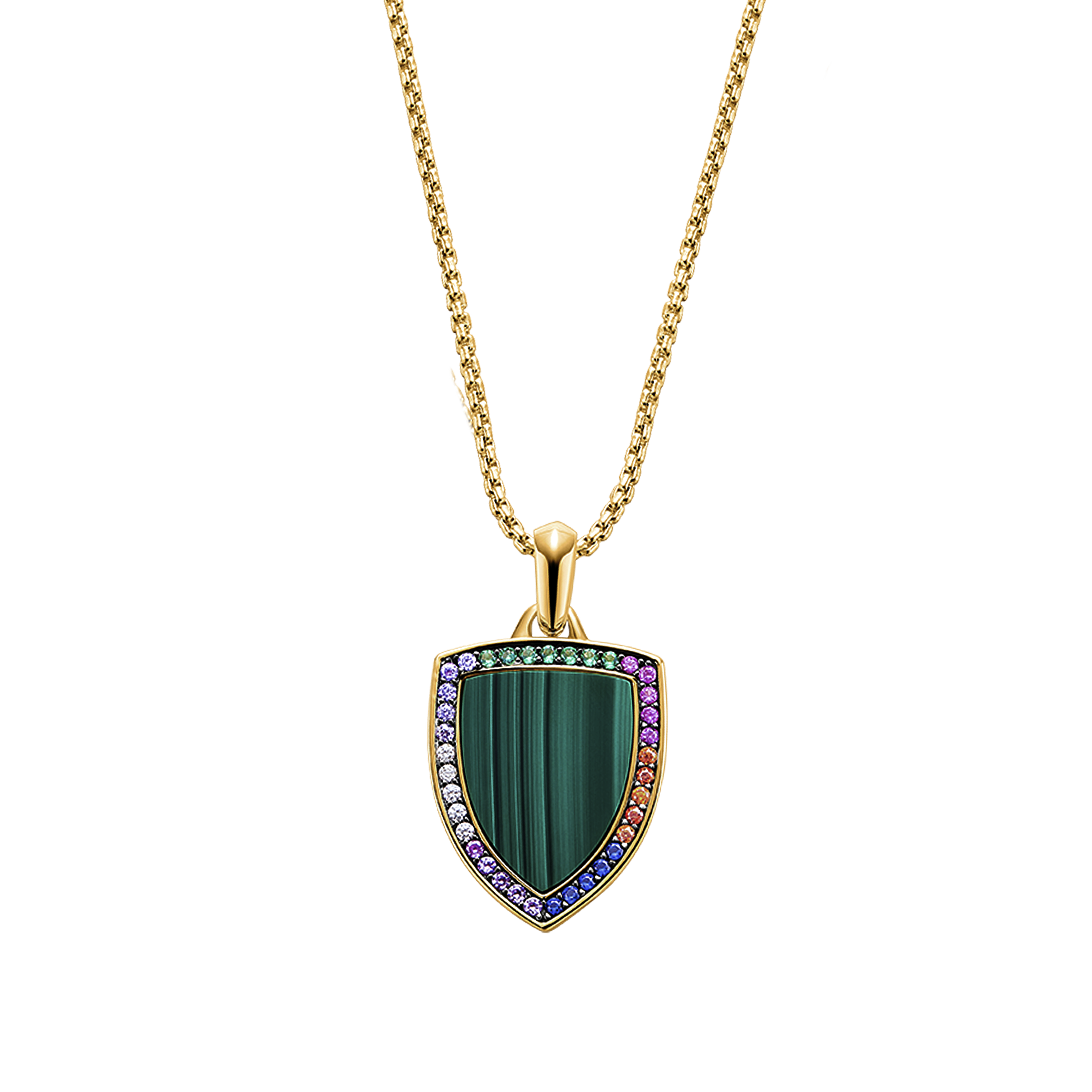 Love Wins Rainbow Zirconia Malachite Pendant Necklace