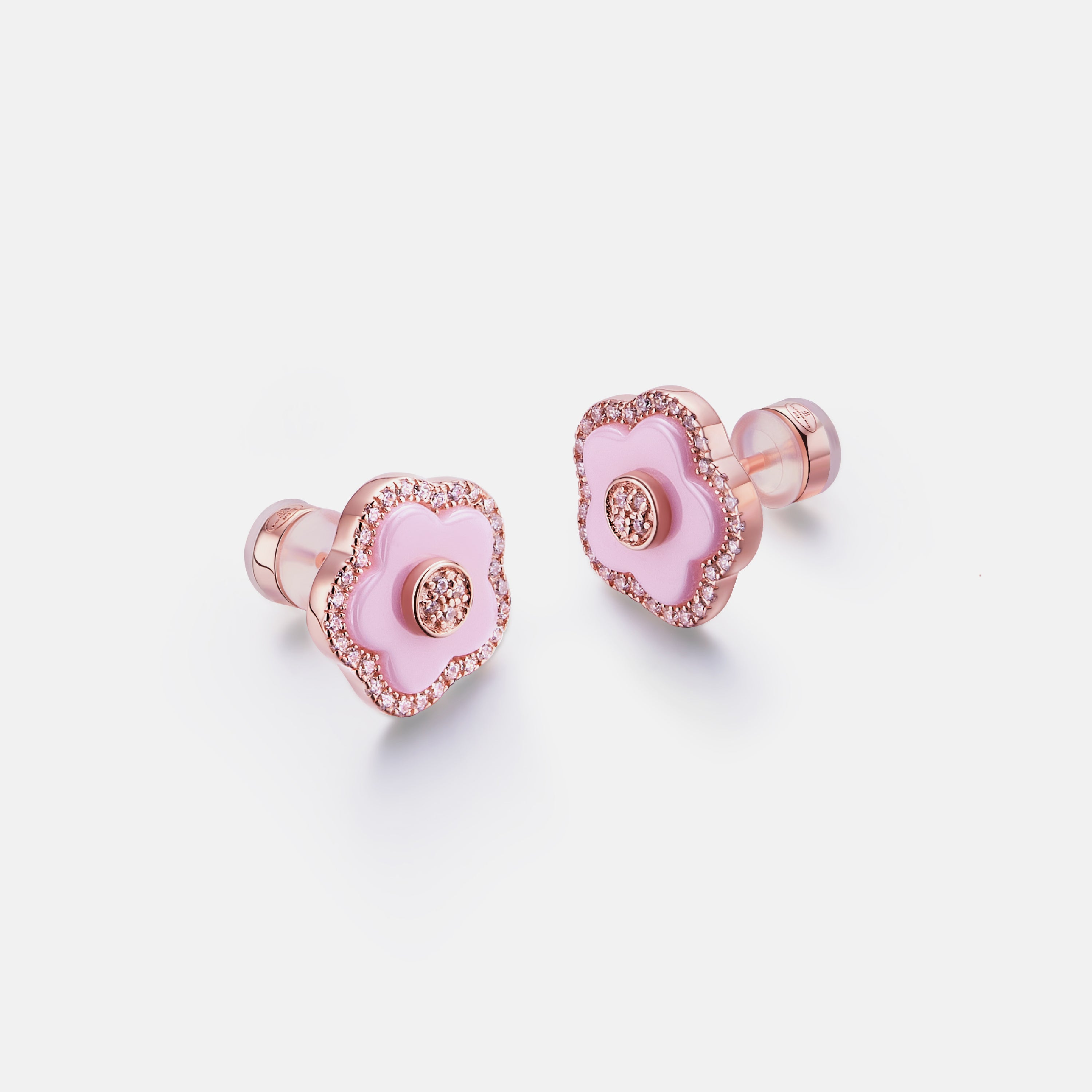 Cherry Blossom Diamond & Flower Ceramic Earrings