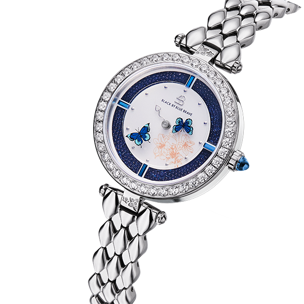 Butterfly Lovers Classic Silver Blue Dial Bracelet Watch