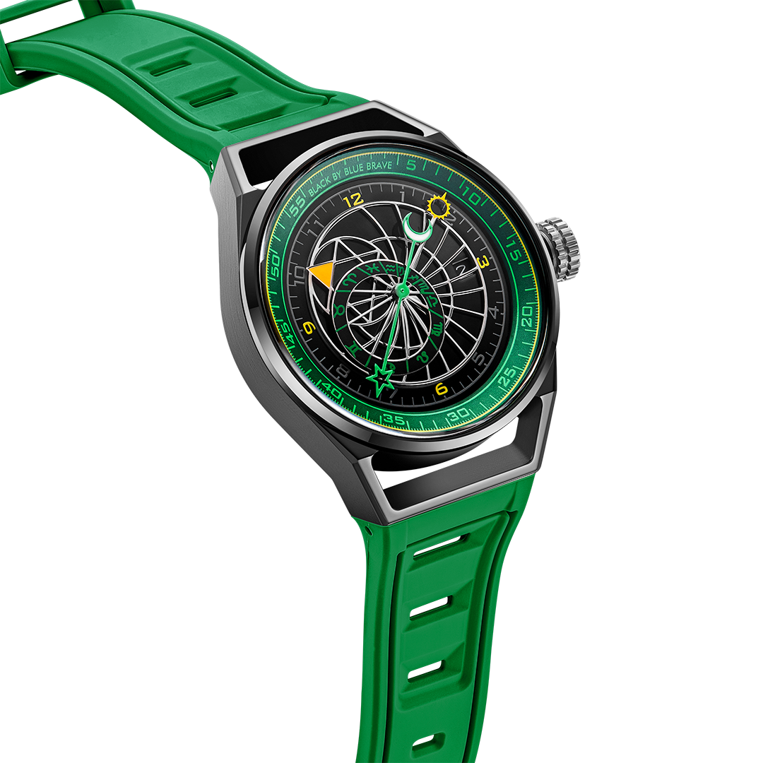 Warrior 41mm Green Astronomical Dial Silicon Strap Automatic Watch