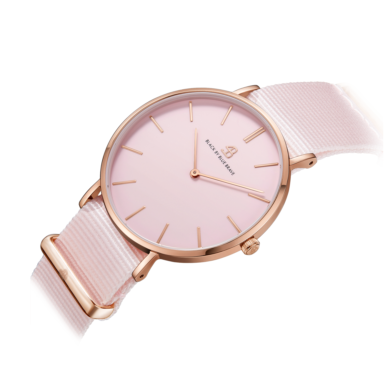 Classic 36mm Pink Dial Rosegold Case Pink Nylon Strap Watch