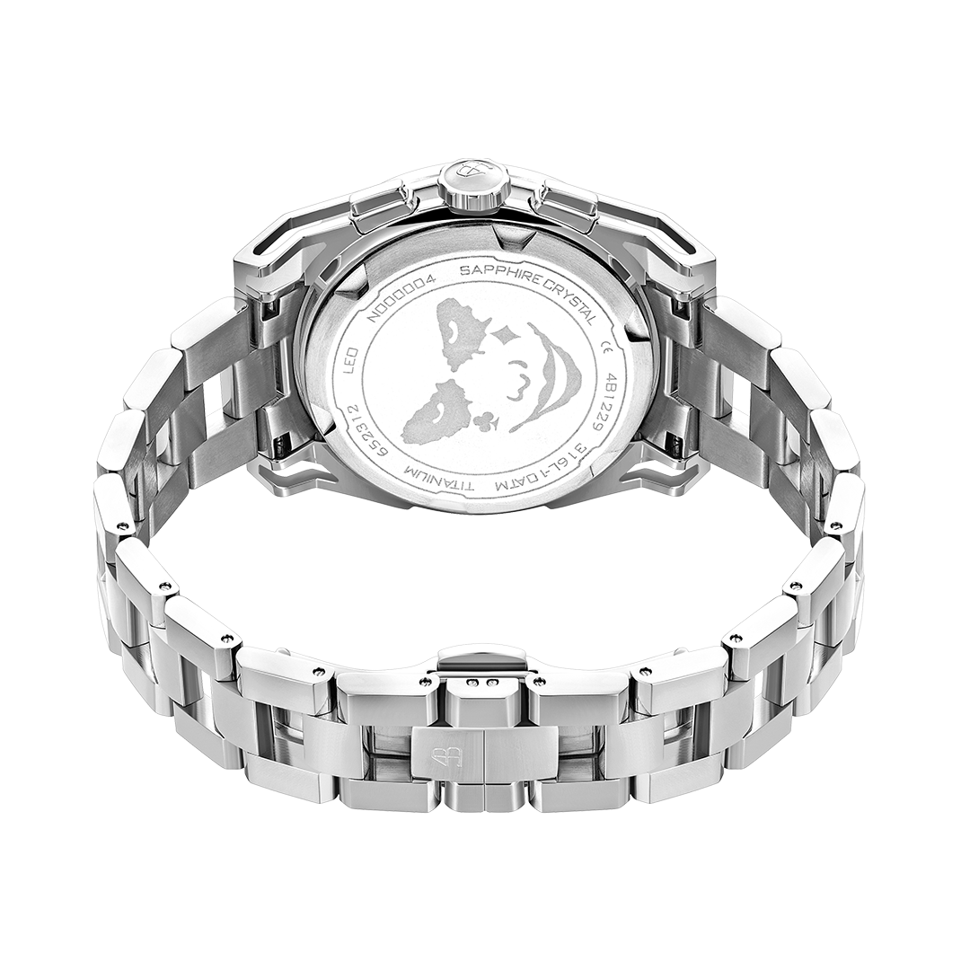 Clown Leo 40mm Chronograph Rainbow Zirconia Dial Silver Bracelet Watch