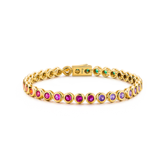 Love Wins Rainbow Zirconia Gold Tennis Bracelet Sterling Sliver Gold Plated