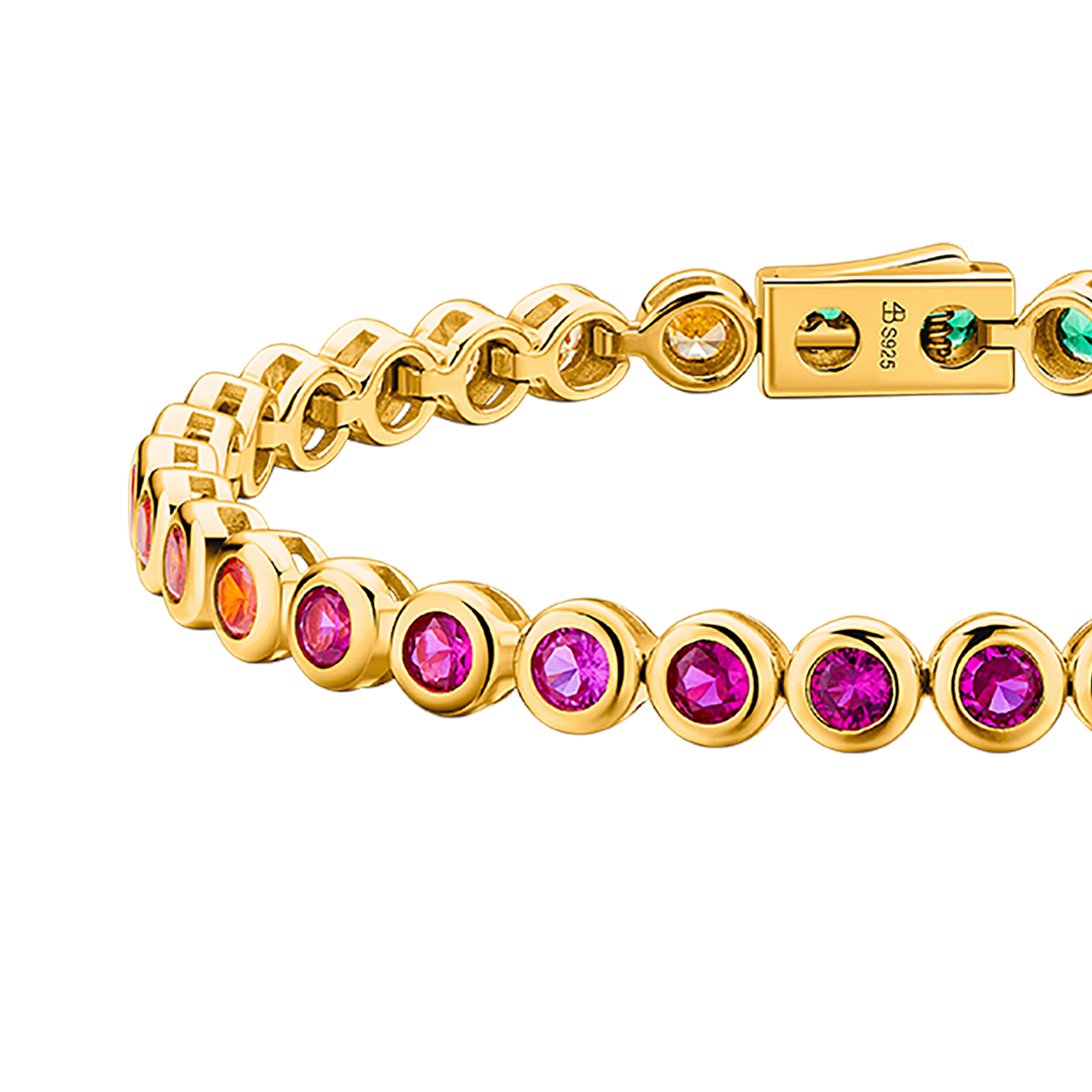 Love Wins Rainbow Zirconia Gold Tennis Bracelet Sterling Sliver Gold Plated