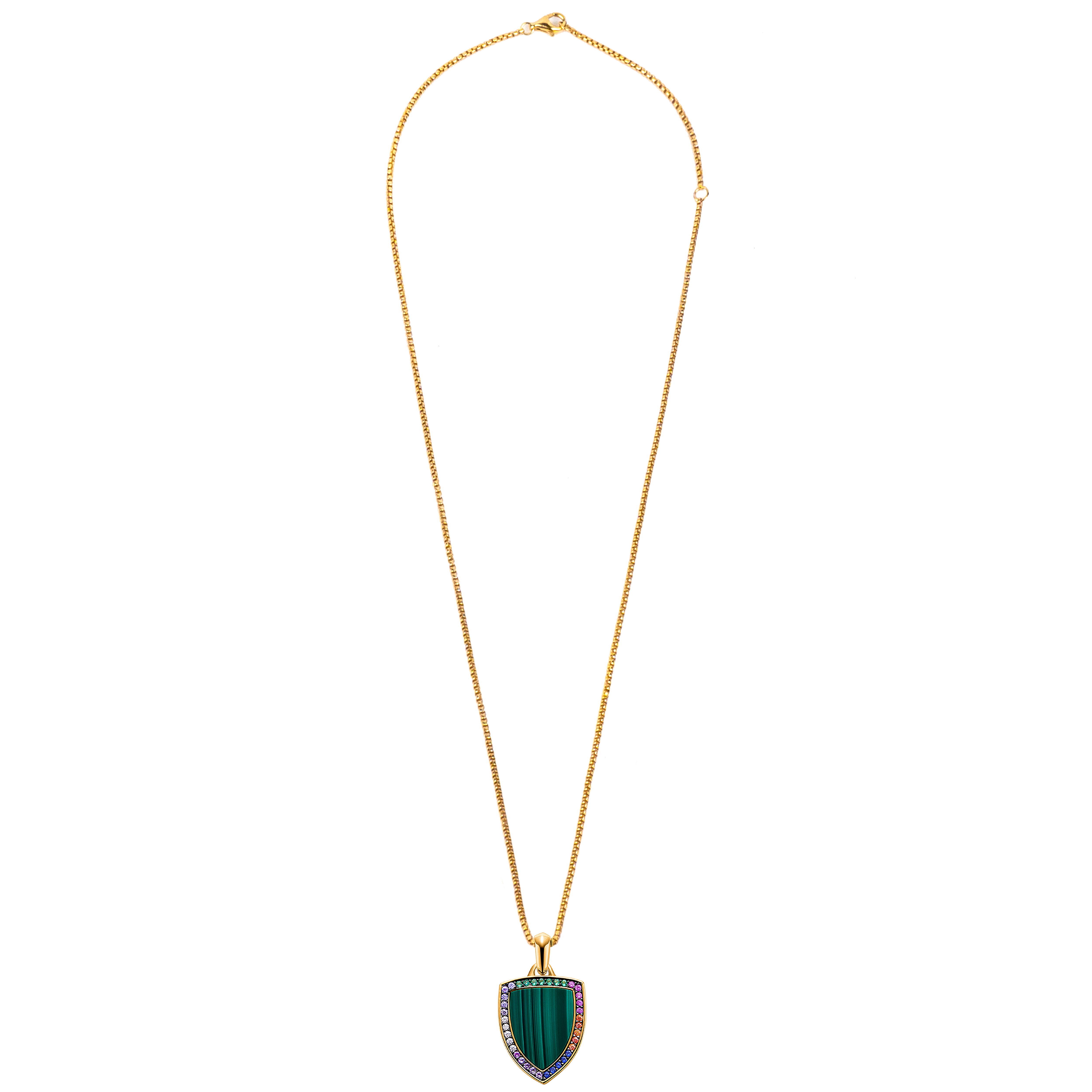 Love Wins Rainbow Zirconia Malachite Pendant Necklace