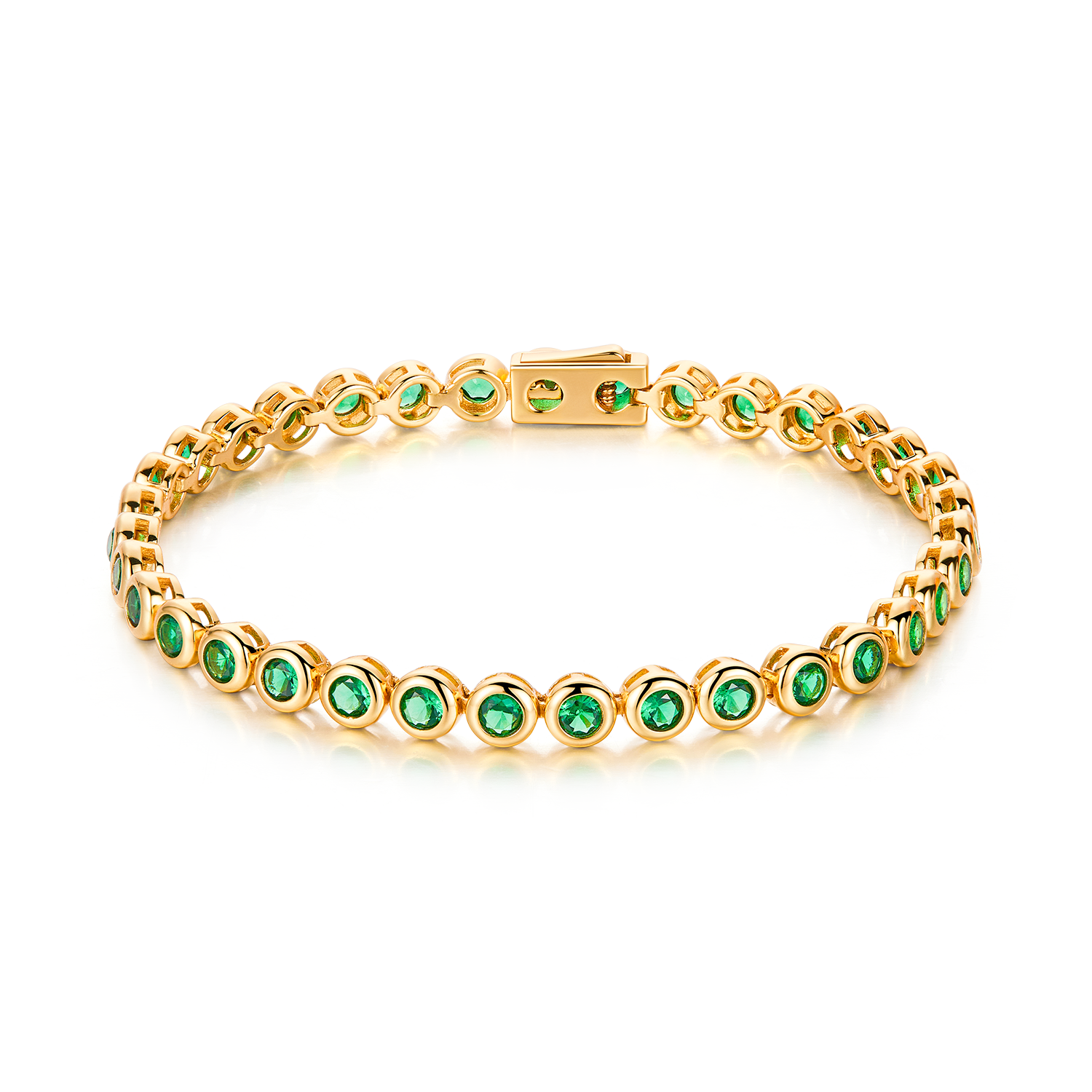 Love Wins Green Cubic Zirconia Tennis Bracelet (Sterling Sliver, Gold Plated)