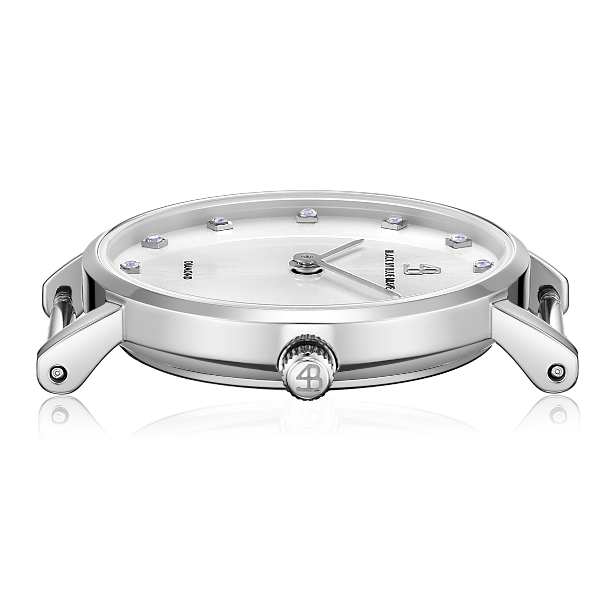 Diamond In The Hand 26mm White Dial Genuine Diamond Markers Silver Case Black Leather Strap Watch