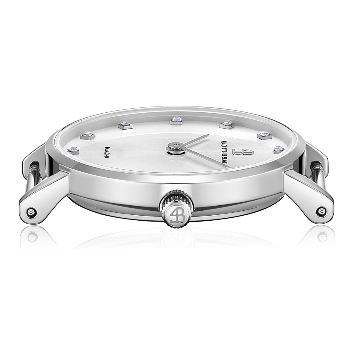 Diamond In The Hand 26mm White Dial Genuine Diamond Markers Silver Case Magenta Leather Strap Watch