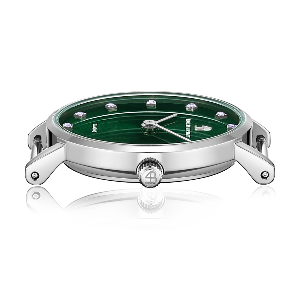 Diamond in the Hand 28mm Green Dial Genuine Diamond Markers Silver Meshband Watch