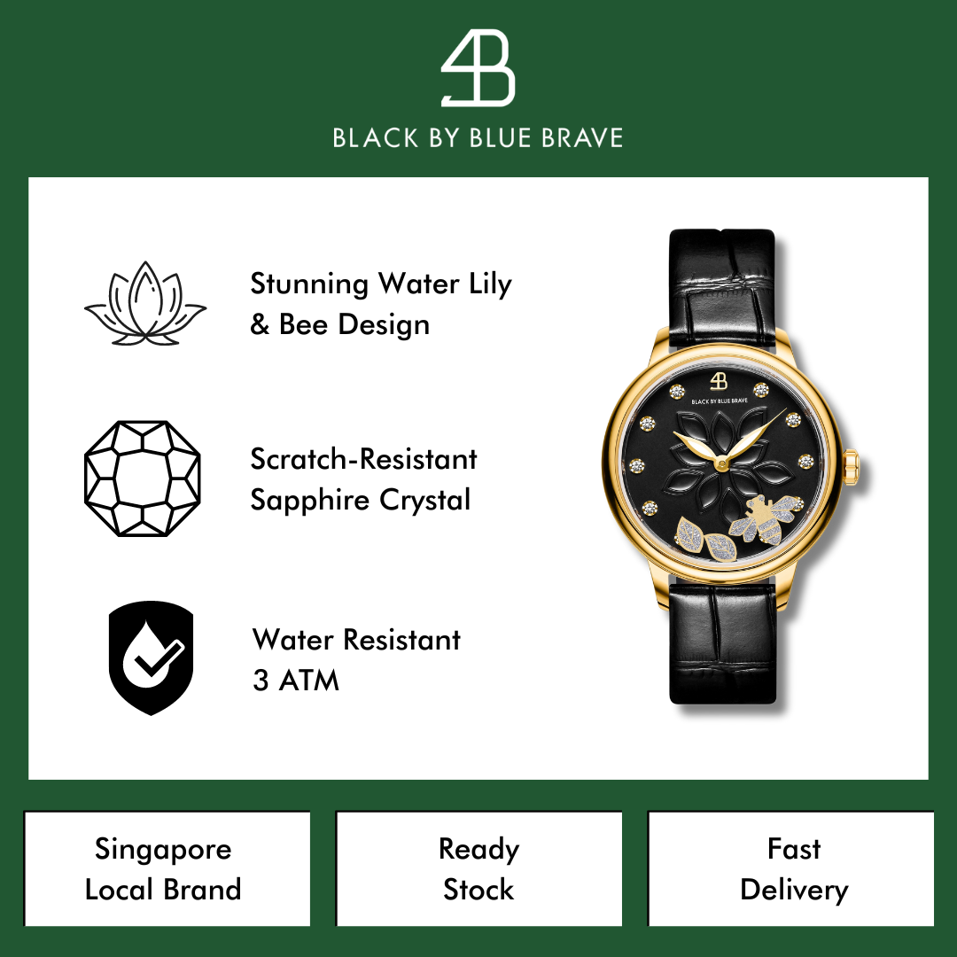 WATER LILY WATCH (BLACK) - BLACK BY BLUE BRAVE
