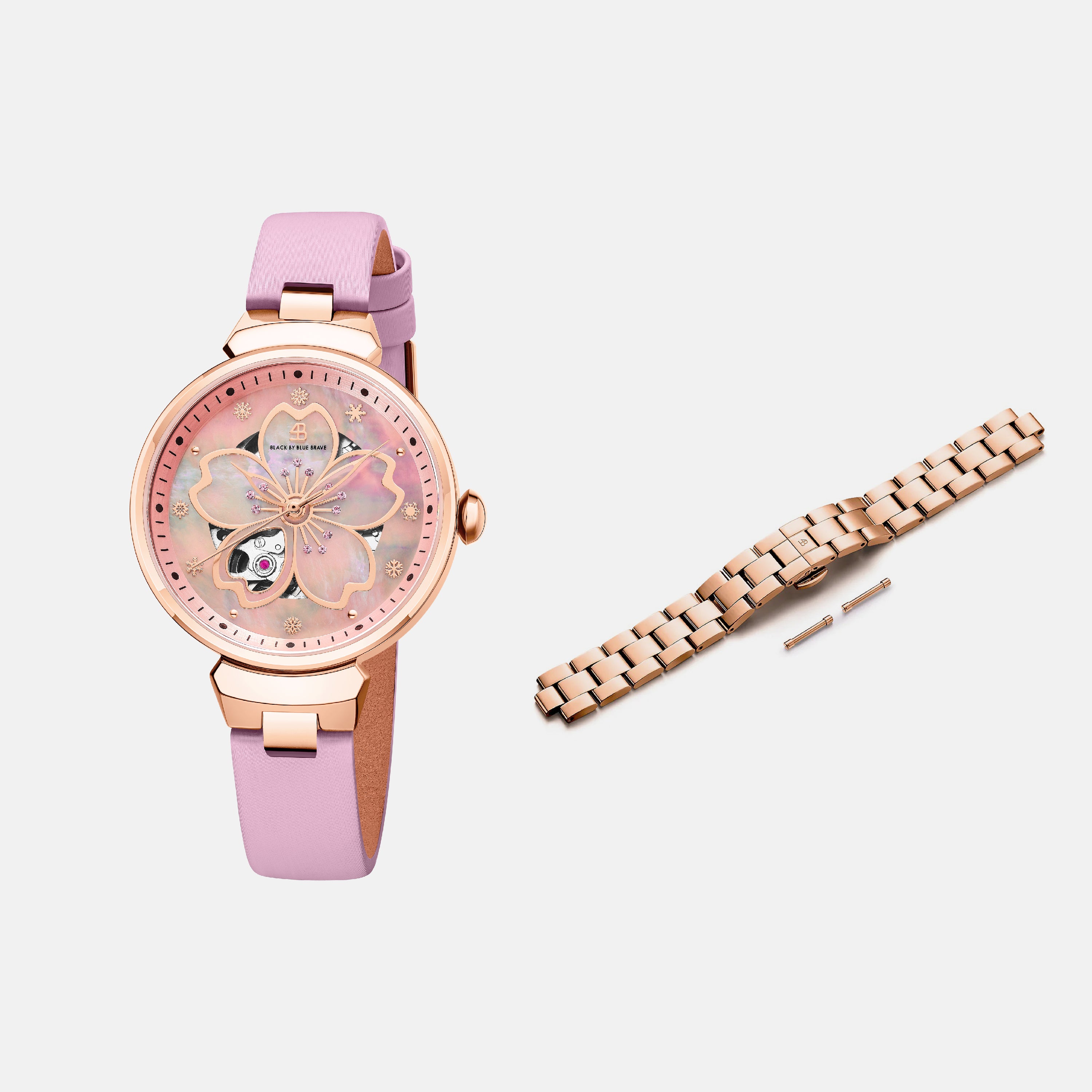 PINK CHERRY BLOSSOM 36MM AUTOMATIC WATCH & CHERRY BLOSSOM BRACELET