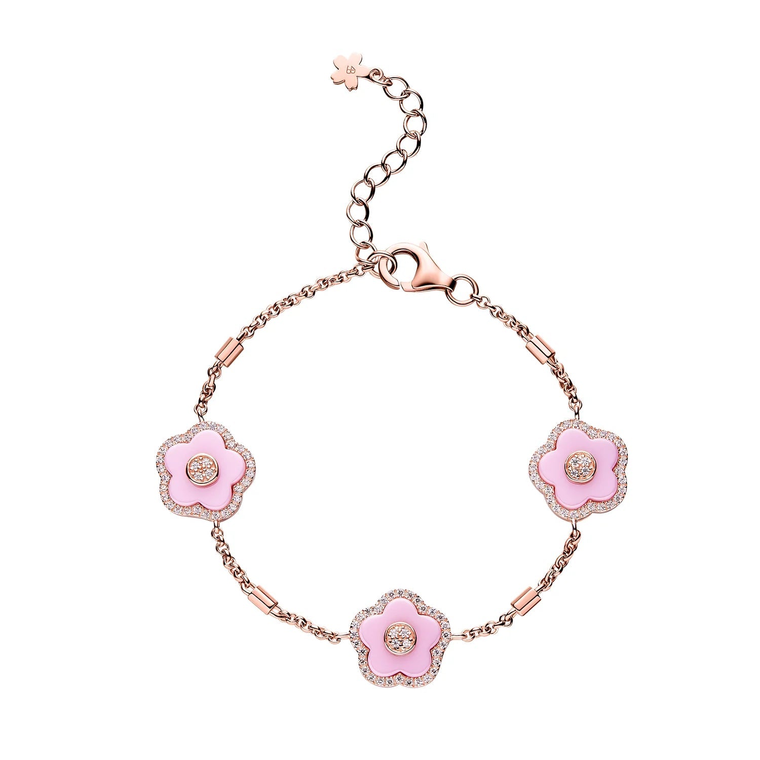 PINK DIAMOND CHERRY BLOSSOM CERAMIC WATCH WITH FLOWER CERAMIC  JEWELLERIES（EARRINGS & BRACELET）