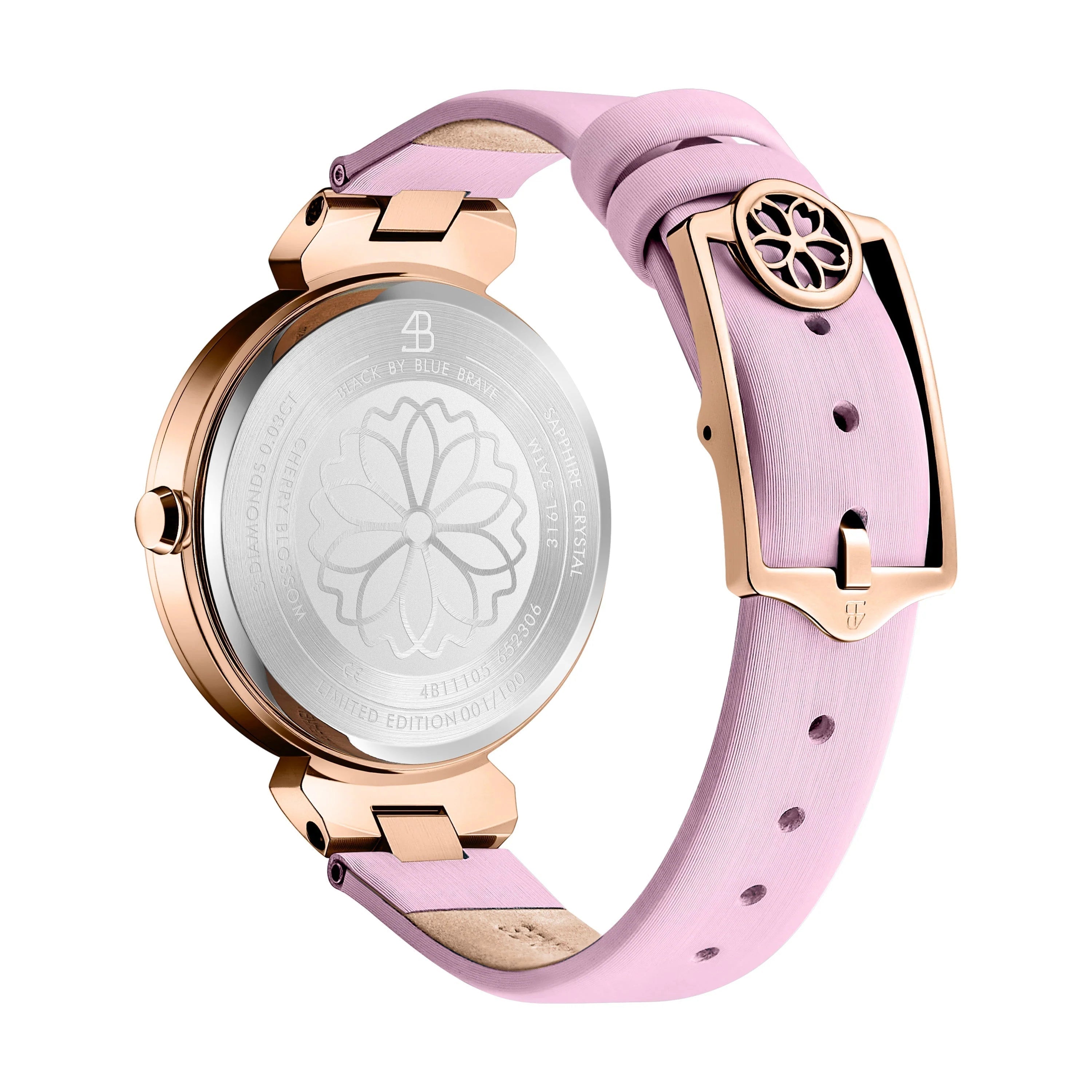 PINK CHERRY BLOSSOM WATCH WITH FLOWER CERAMIC  JEWELLERIES（EARRINGS & BRACELET & NECKLACE & RING）