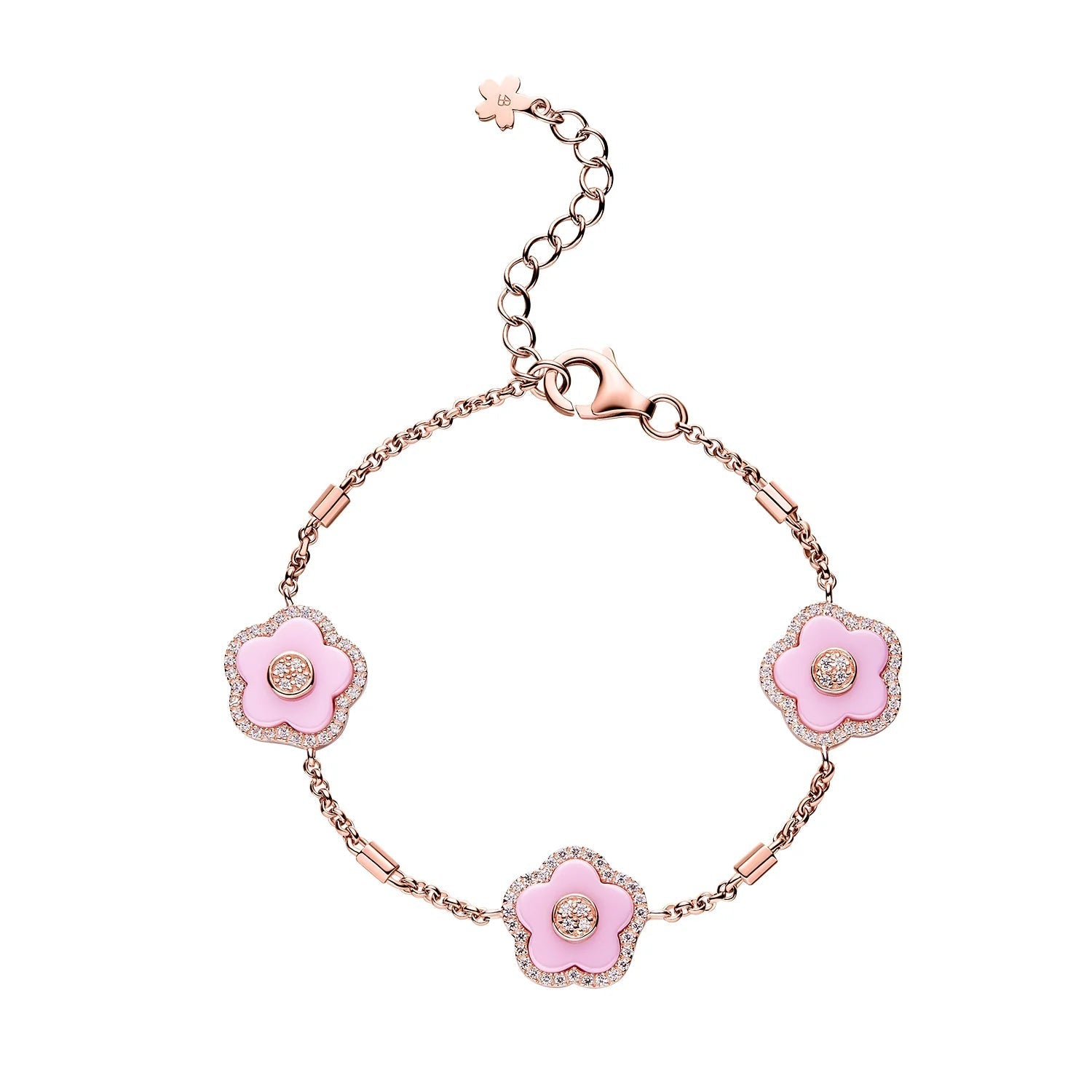 PINK CHERRY BLOSSOM WATCH WITH FLOWER CERAMIC  JEWELLERIES（EARRINGS & BRACELET & NECKLACE & RING）