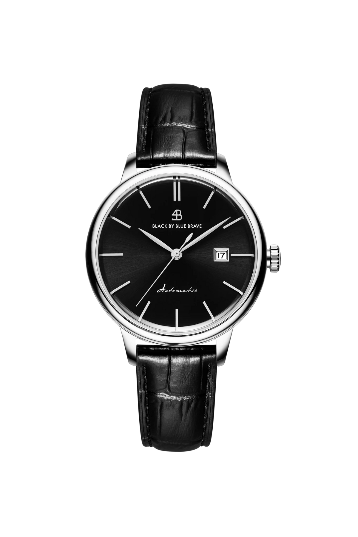 Classic 1986 Silver Black Dial Automatic Leather Watch