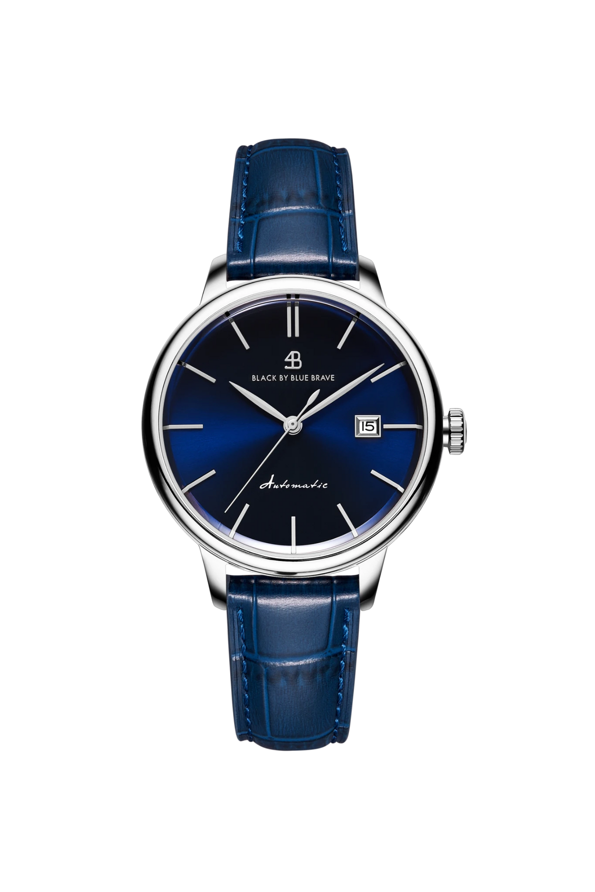 Classic 1986 Silver Blue Dial Automatic Leather Watch