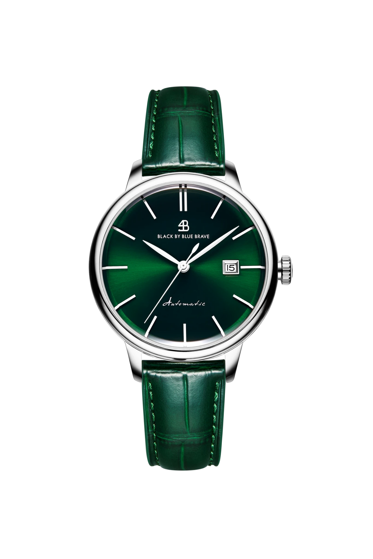 Classic 1986 Silver Green Dial Automatic Leather Watch