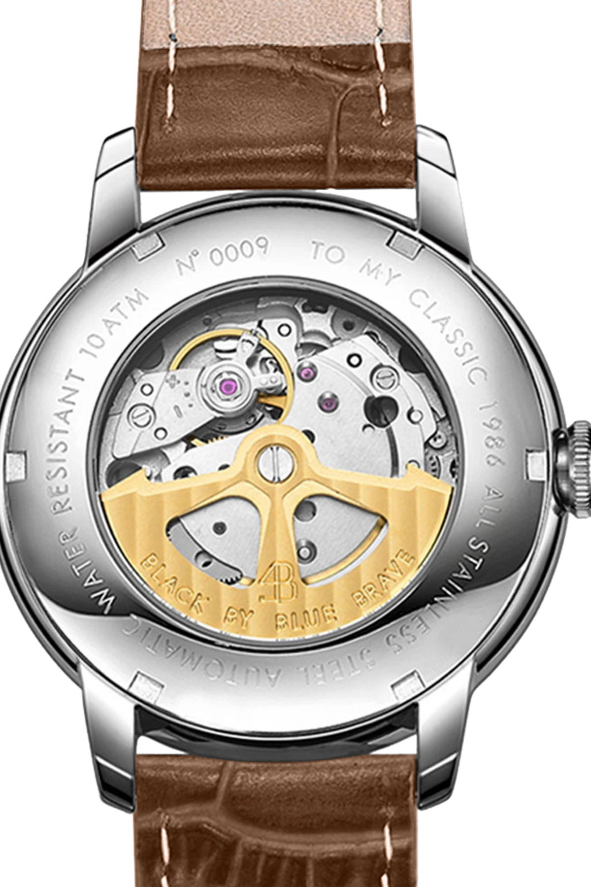 Classic 1986 Silver Ivory White Dial Automatic Leather Watch