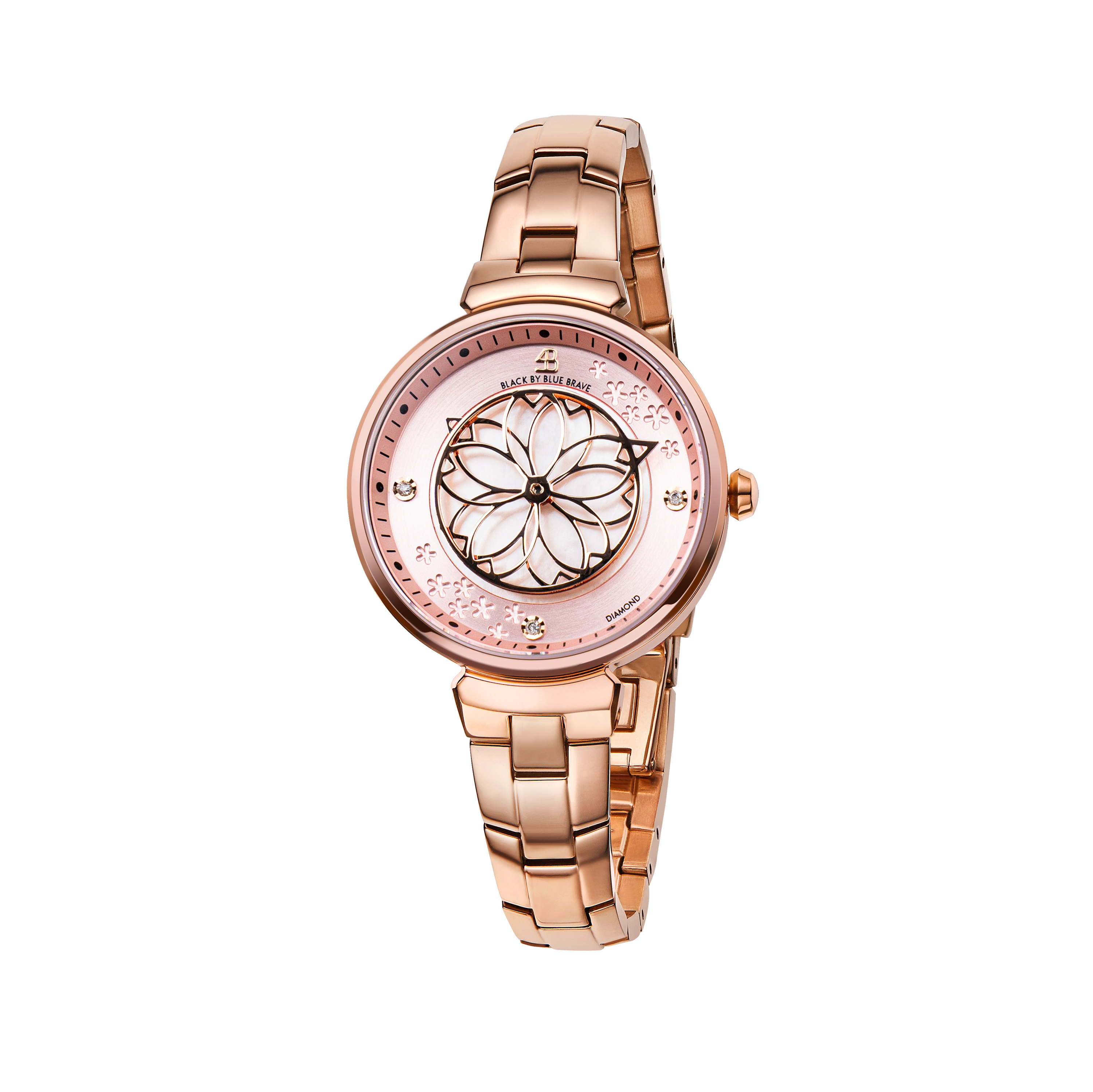 Cherry Blossom 32mm Pink Mother Of Pearl Dial Genuine Diamonds Sakura Petal Hand Rose Gold Bracelet Watch