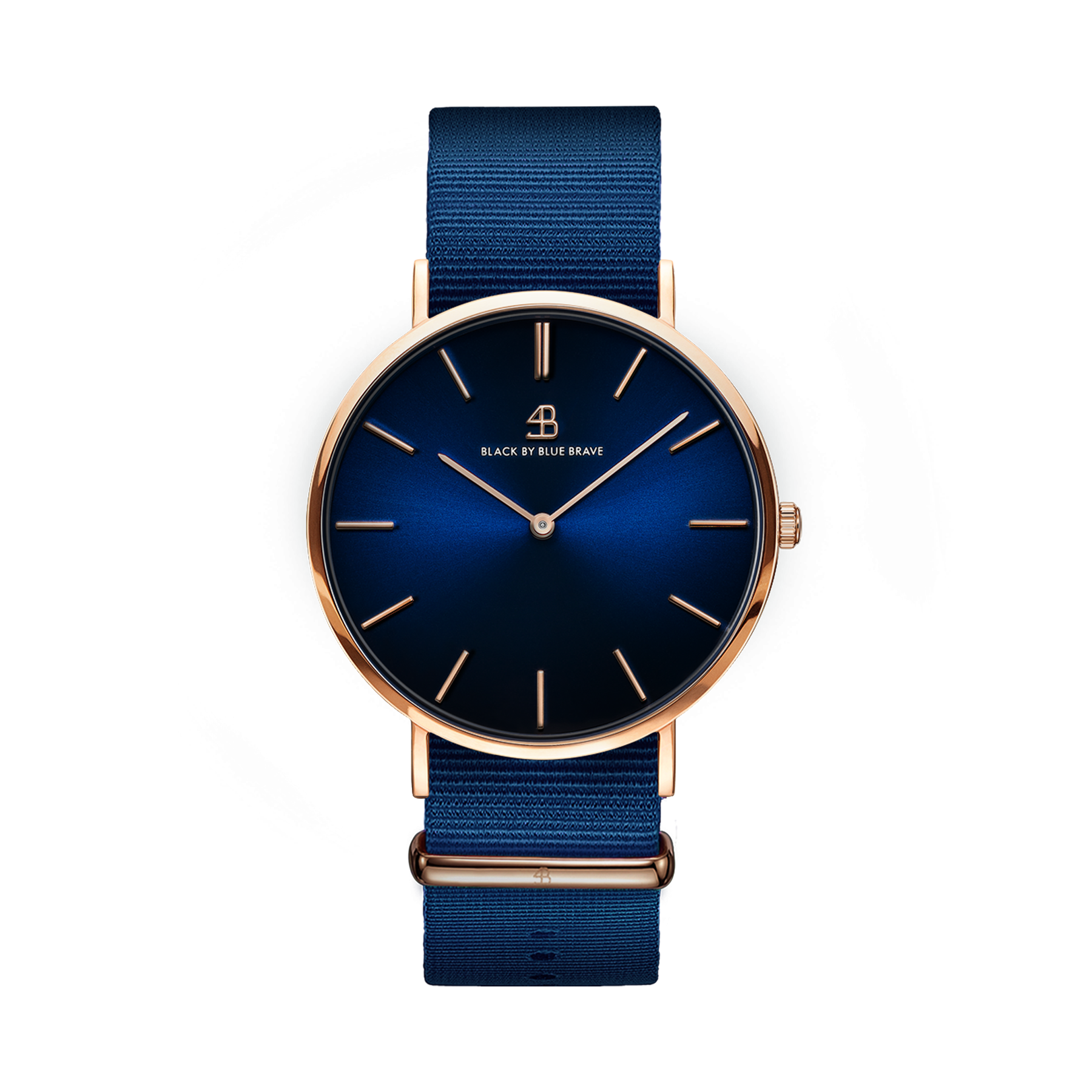 Classic 40mm Blue Dial Rosegold Case Blue Nylon Strap Watch