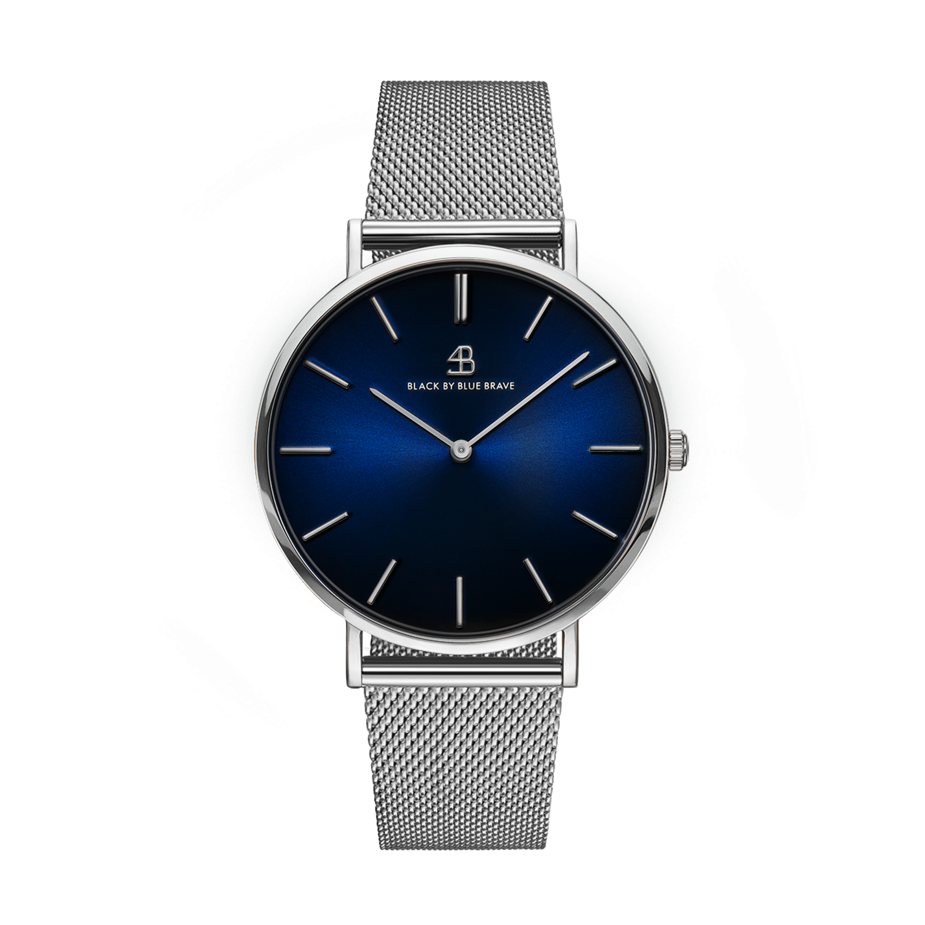 Classic 40mm Blue Dial Silver Case Meshband Watch