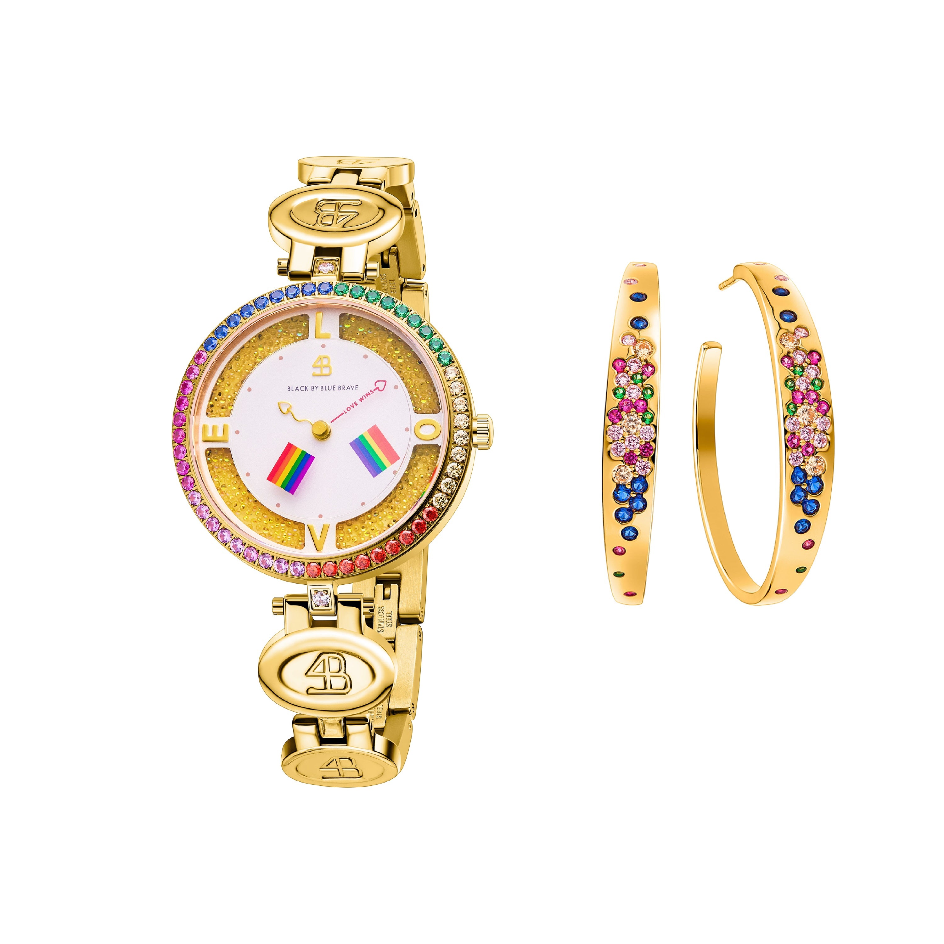 Gold Love Wins 2024 Watch with Blossom Earrings