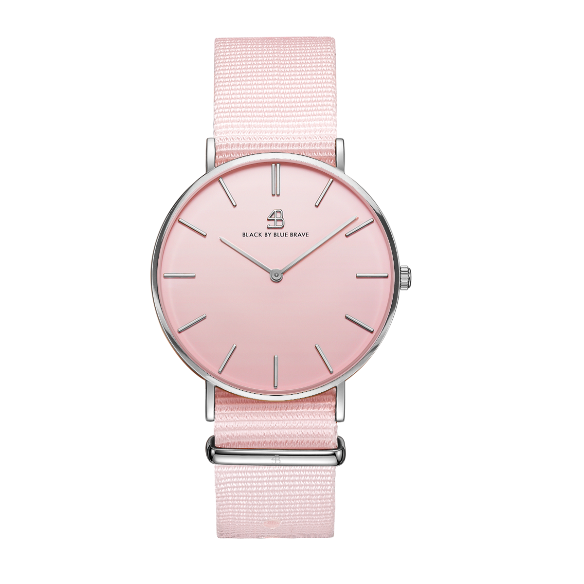 Classic 36mm Pink Dial Silver Case Pink Nylon Strap Watch