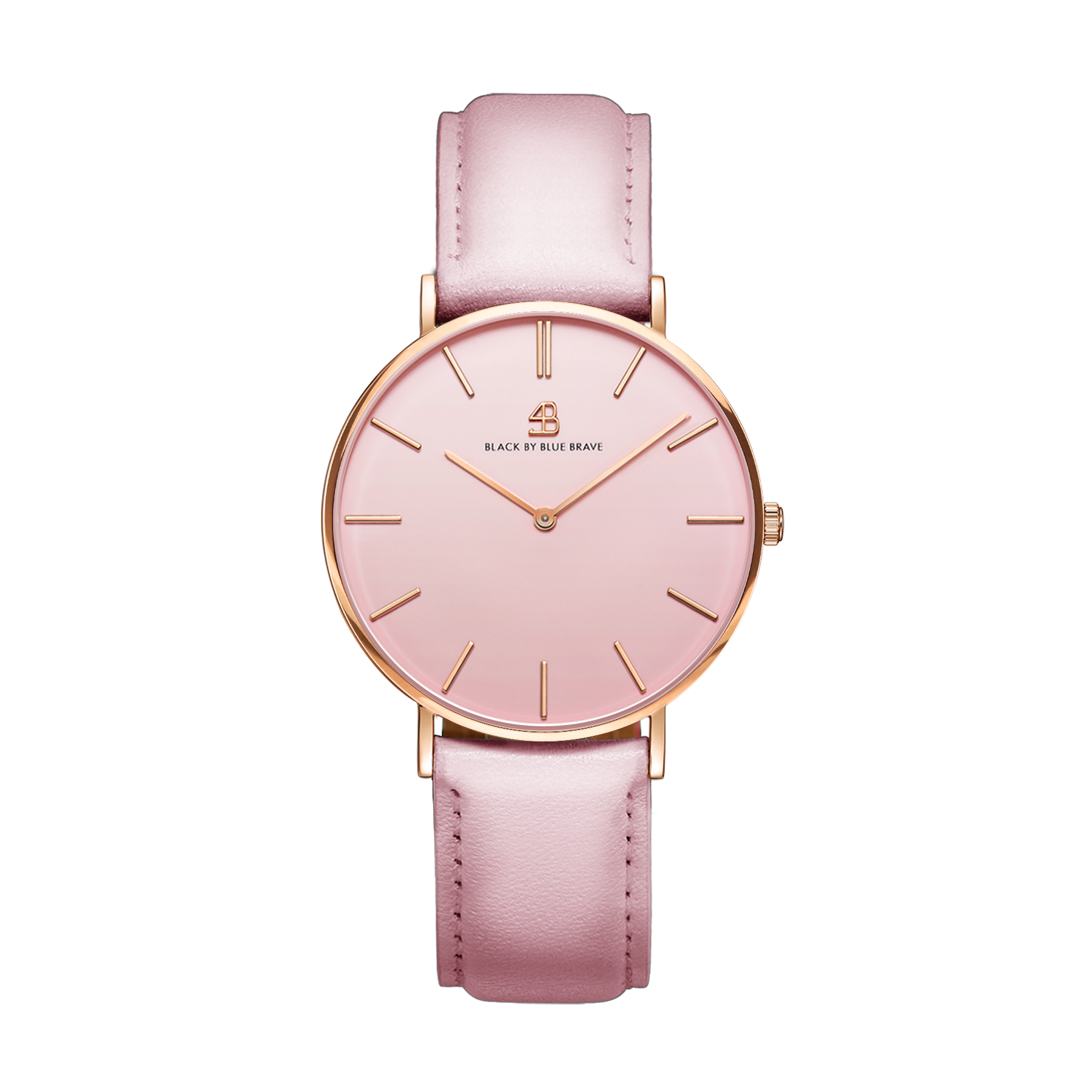 Classic 36mm Pink Dial Rosegold Case Pink Leather Strap Watch