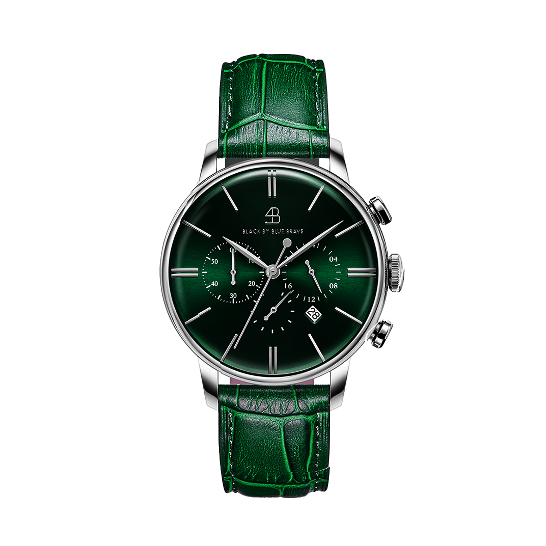 Classic 1986 42mm Chronograph Green Dial Leather Strap Watch