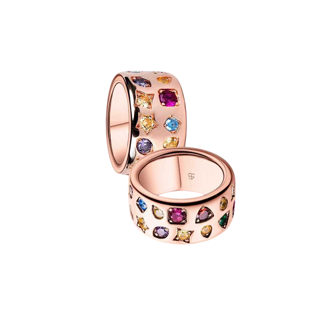 Love Wins Rainbow Zirconia Galaxy Ring (Sterling Sliver, Rosegold Plated)