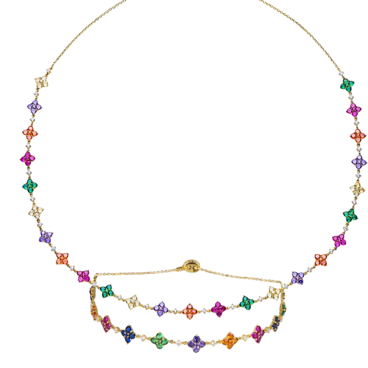 Love Wins Rainbow Zirconia Adjustable Gold Necklace & Bracelet - BLACK BY BLUE BRAVE